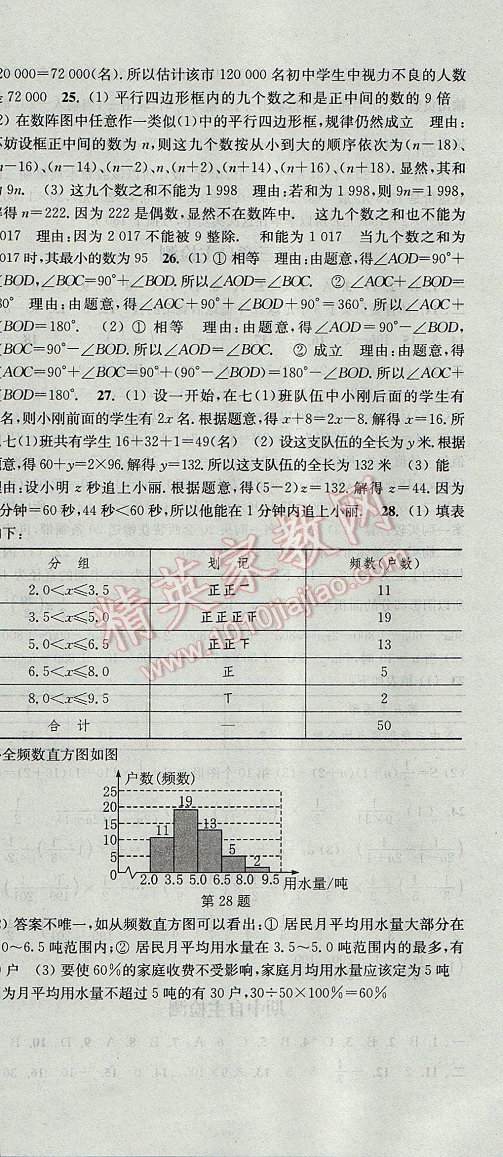 2017年通城學(xué)典課時作業(yè)本七年級數(shù)學(xué)上冊北師大版 參考答案第36頁