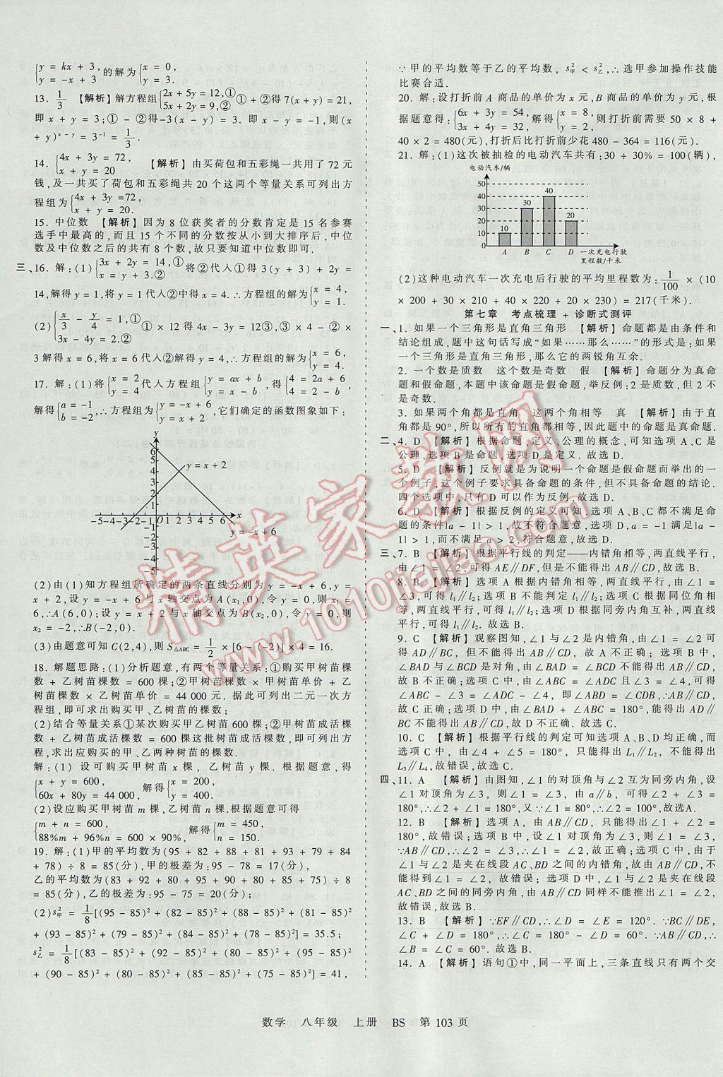 2017年王朝霞考点梳理时习卷八年级数学上册北师大版 参考答案第11页