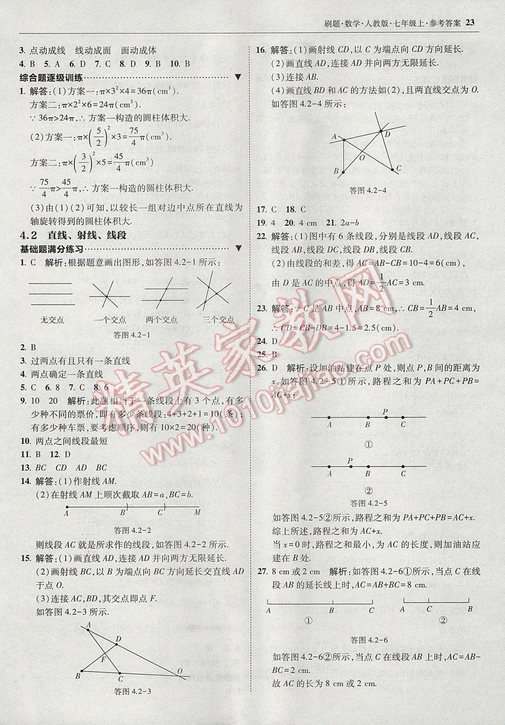 2017年北大綠卡刷題七年級數(shù)學上冊人教版 參考答案第22頁