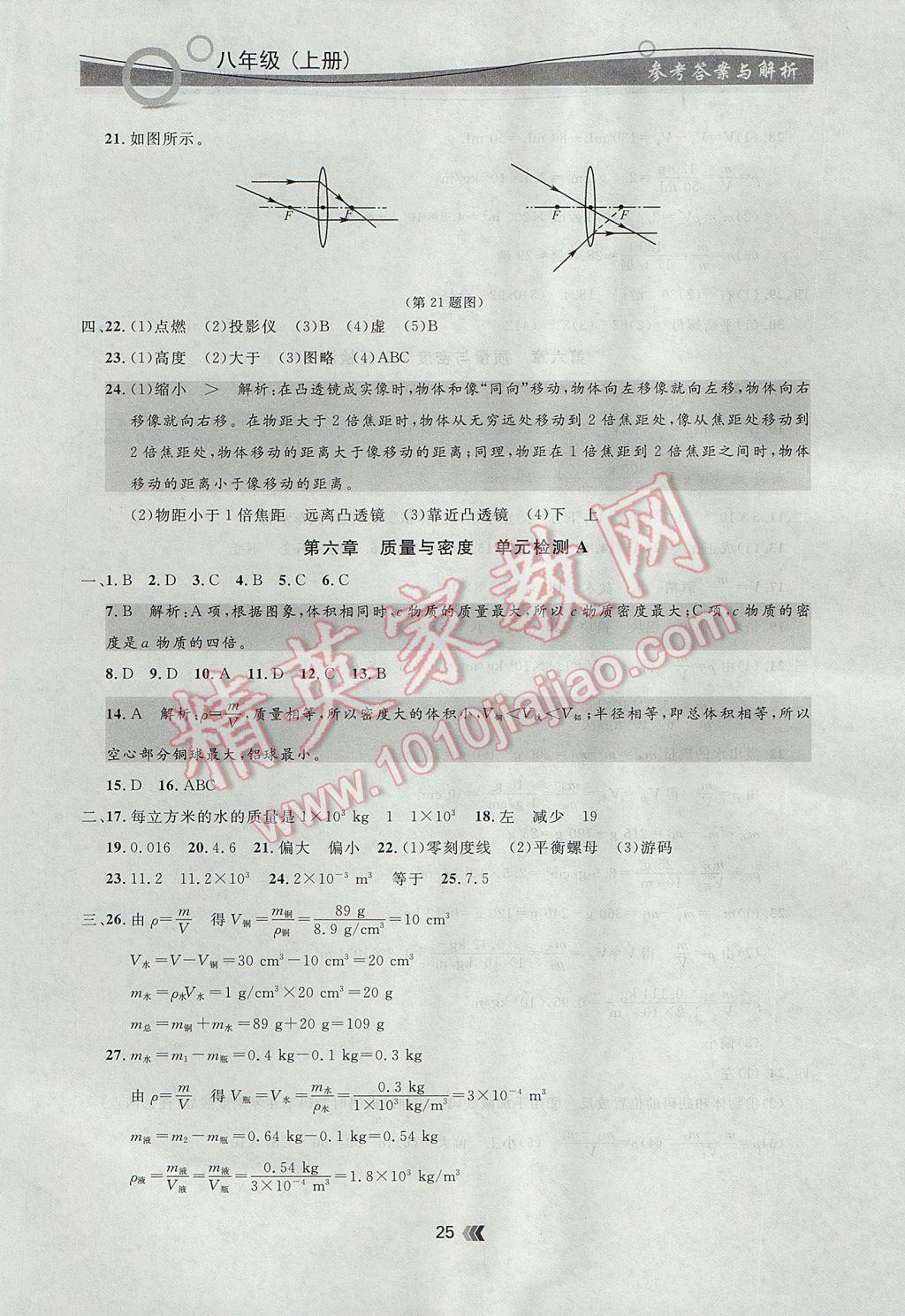 2017年點石成金金牌每課通八年級物理上冊人教版 參考答案第25頁