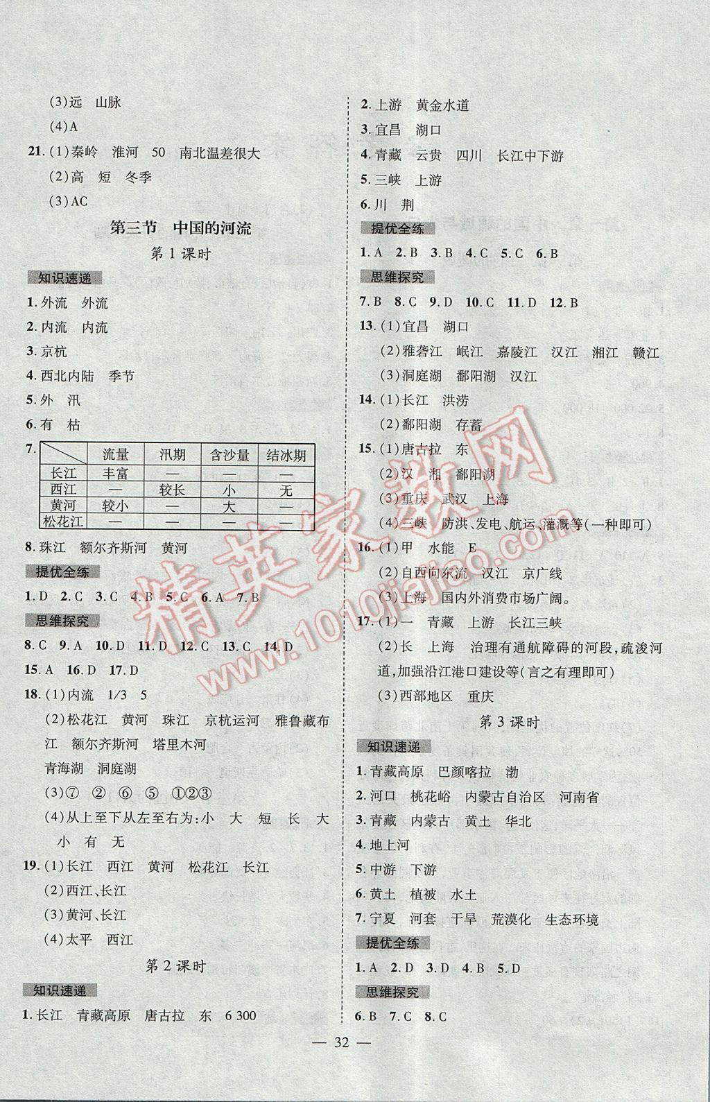 2017年激活思維智能訓(xùn)練課時(shí)導(dǎo)學(xué)案八年級(jí)地理上冊(cè)湘教版 參考答案第4頁(yè)