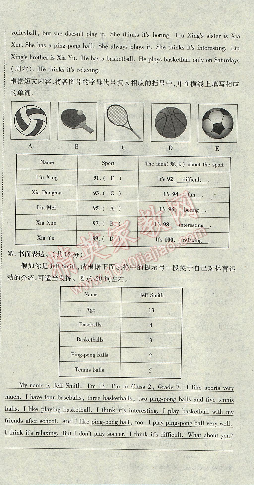 2017年名校秘題全程導(dǎo)練七年級英語上冊人教版 達(dá)標(biāo)檢測卷第187頁