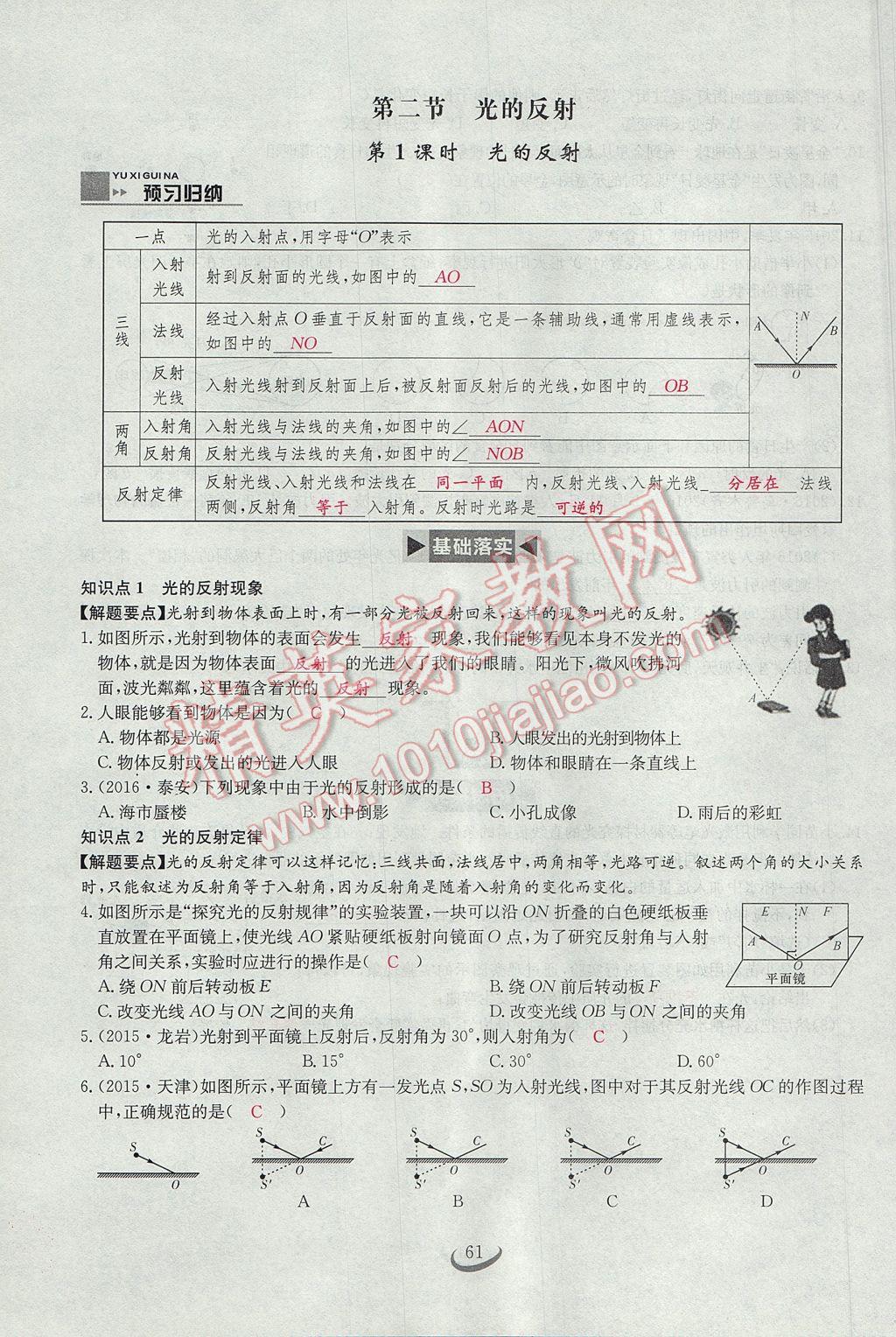 2017年思維新觀察八年級(jí)物理上冊(cè) 第四章 光現(xiàn)象第99頁