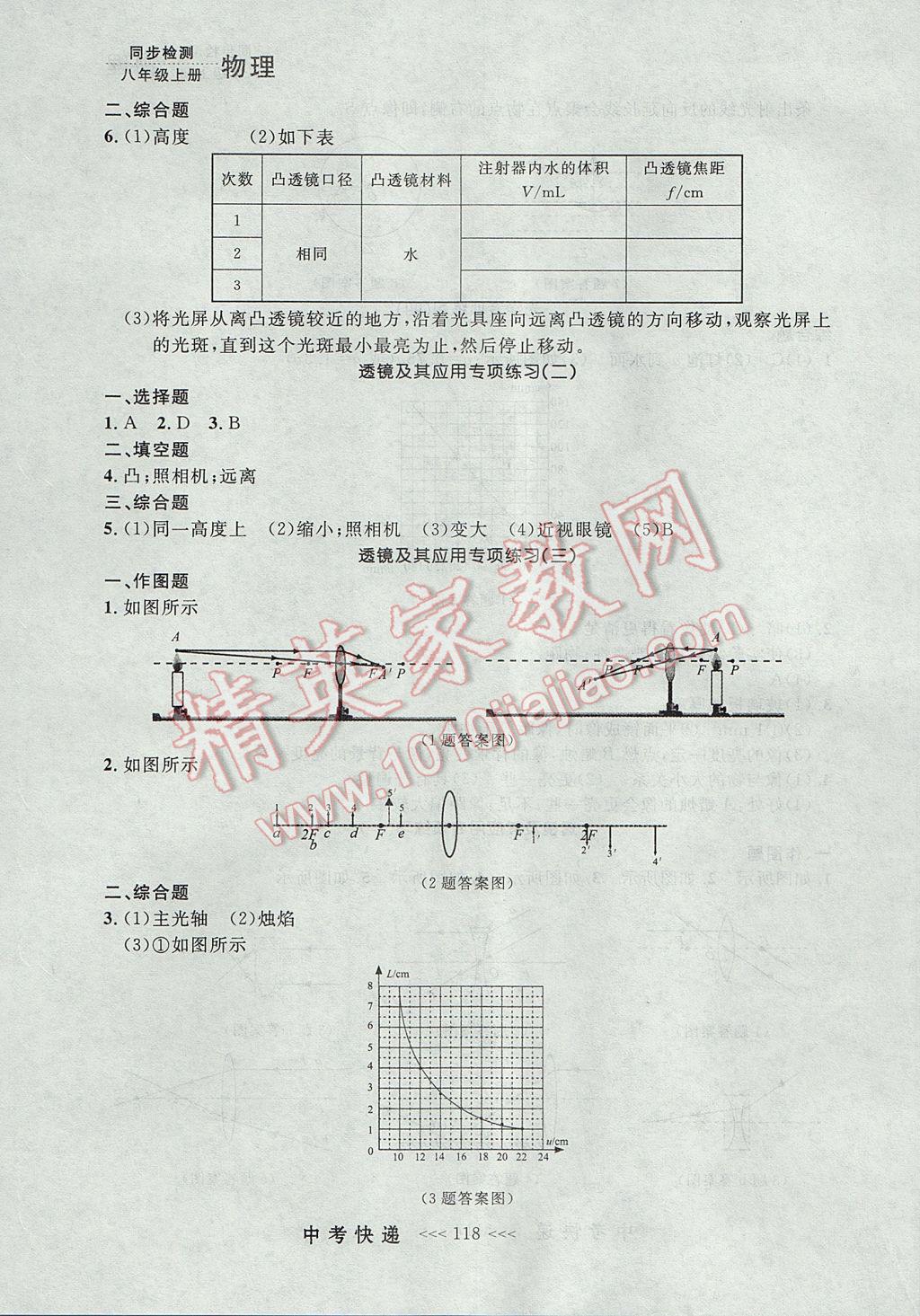 2017年中考快遞同步檢測八年級物理上冊人教版大連專用 參考答案第14頁