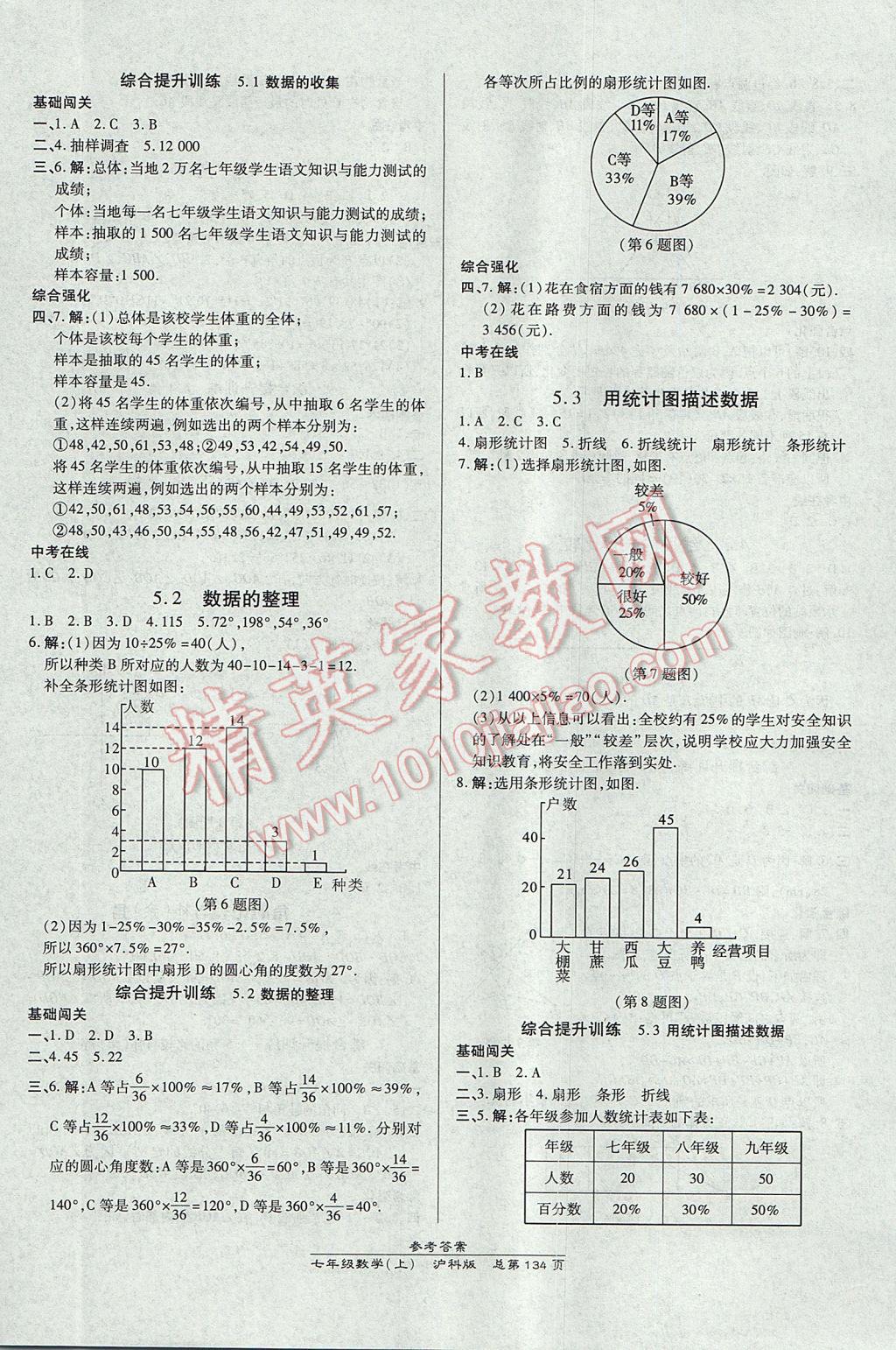 2017年高效課時(shí)通10分鐘掌控課堂七年級數(shù)學(xué)上冊滬科版 參考答案第16頁