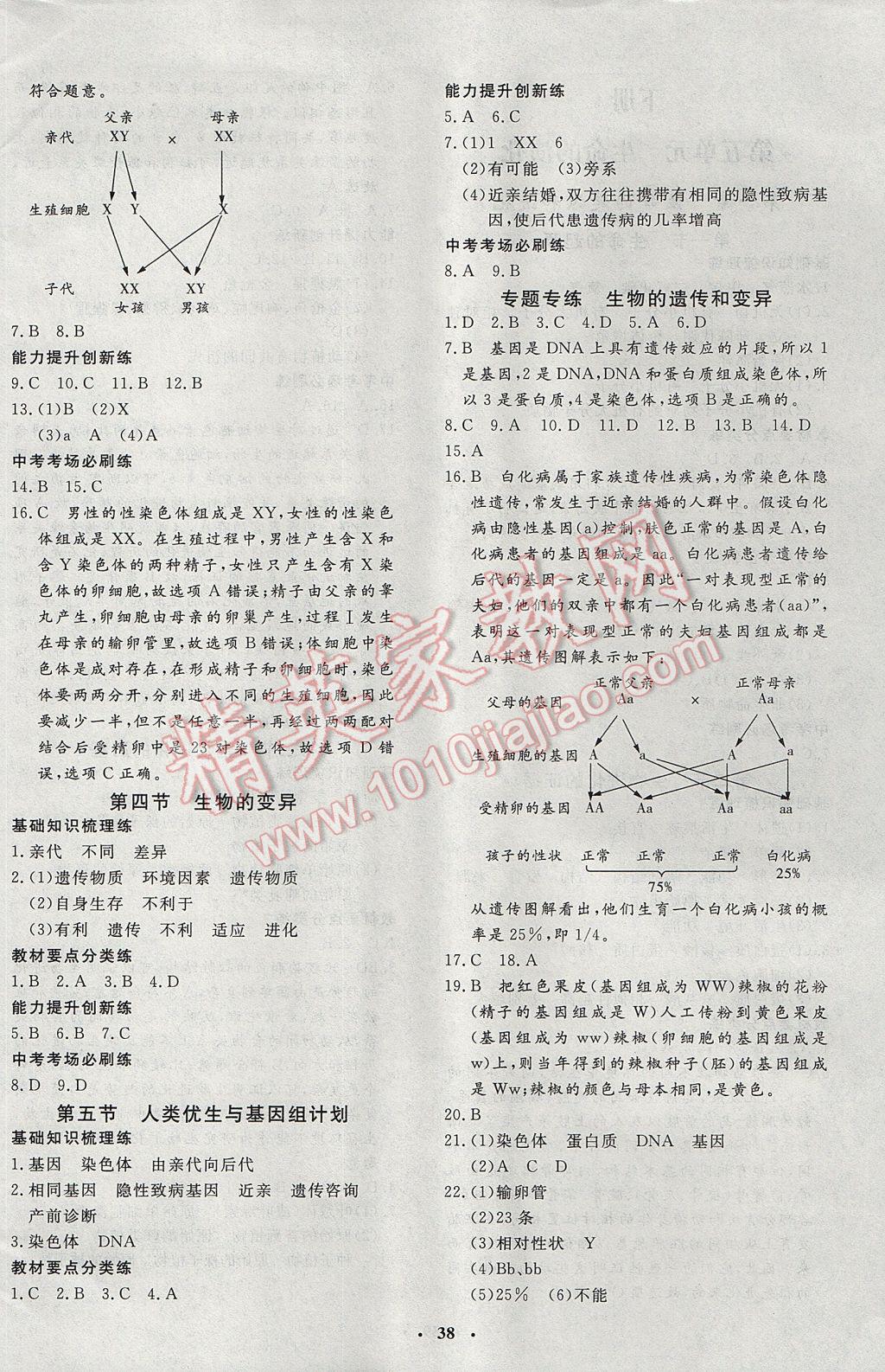 2017年非常1加1完全題練八年級(jí)生物全一冊(cè)濟(jì)南版 參考答案第6頁(yè)