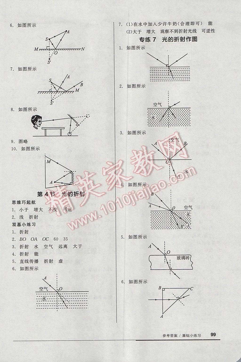 2017年全品基礎(chǔ)小練習(xí)八年級物理上冊人教版 參考答案第5頁