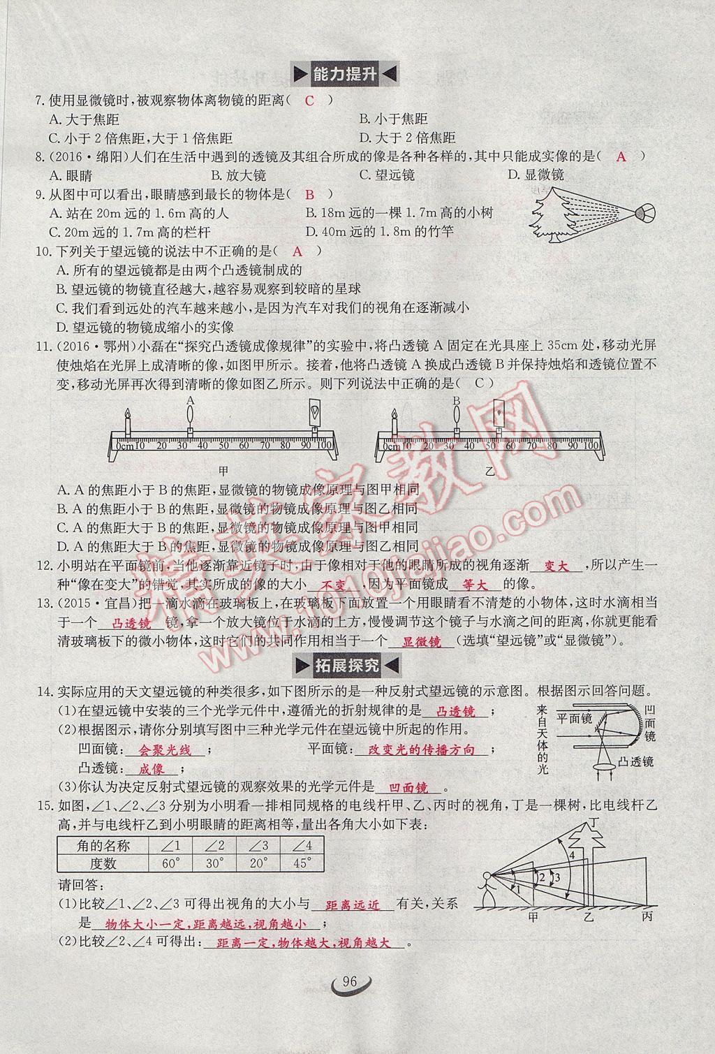 2017年思維新觀察八年級物理上冊 第五章 透鏡及其應用第72頁