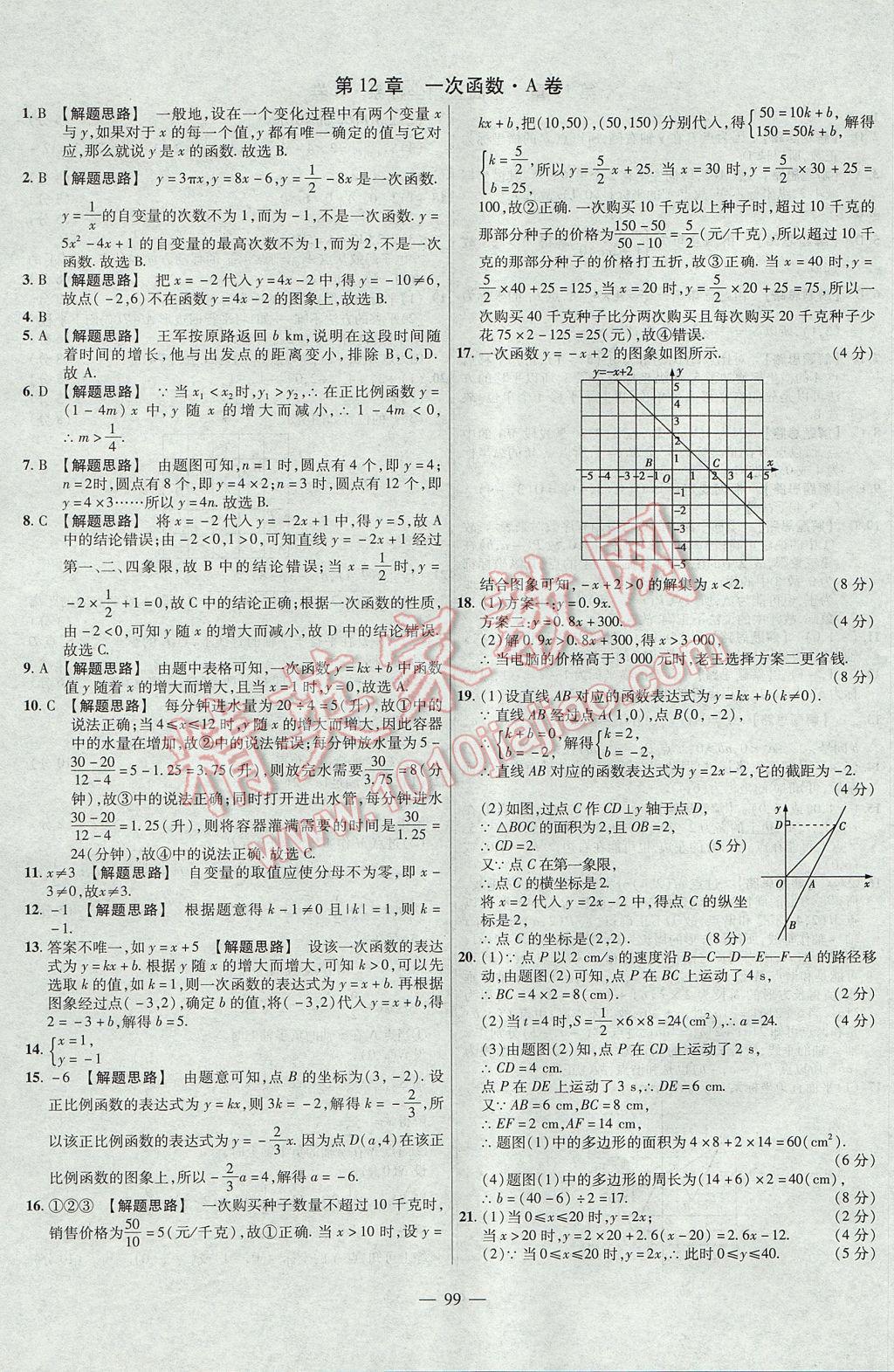 2017年金考卷活页题选八年级数学上册沪科版 参考答案第3页