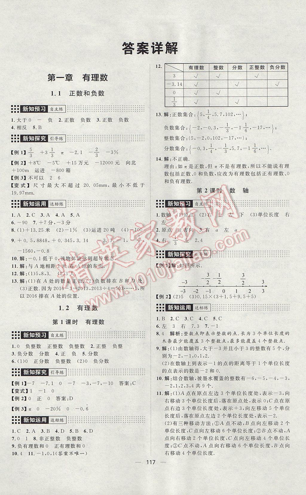 2017年練出好成績七年級數(shù)學上冊人教版 參考答案第1頁