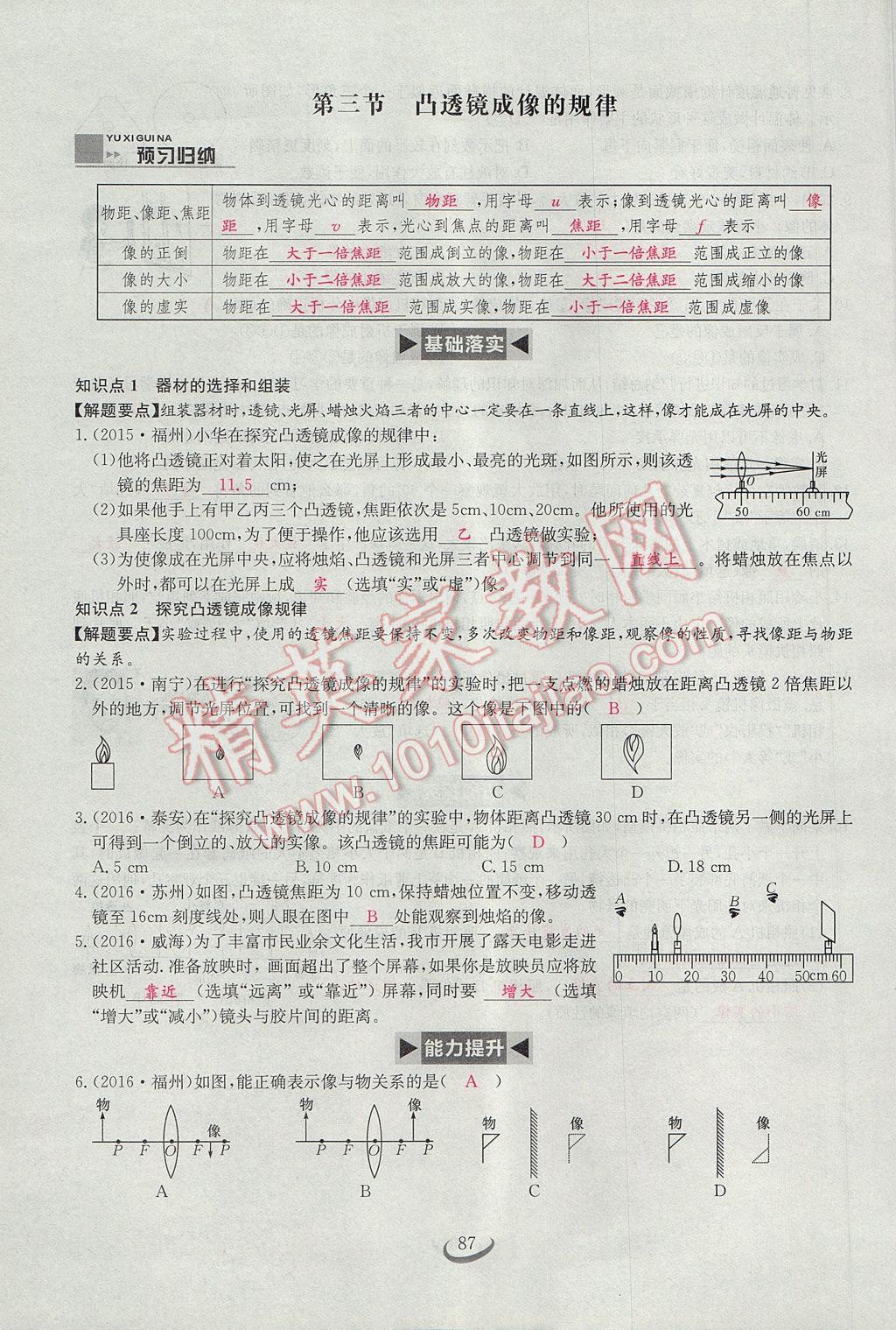 2017年思維新觀察八年級(jí)物理上冊(cè) 第五章 透鏡及其應(yīng)用第63頁