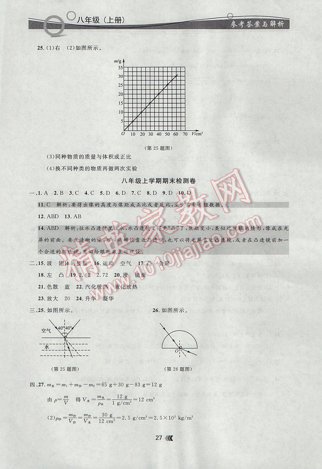 2017年點石成金金牌每課通八年級物理上冊人教版 參考答案第27頁