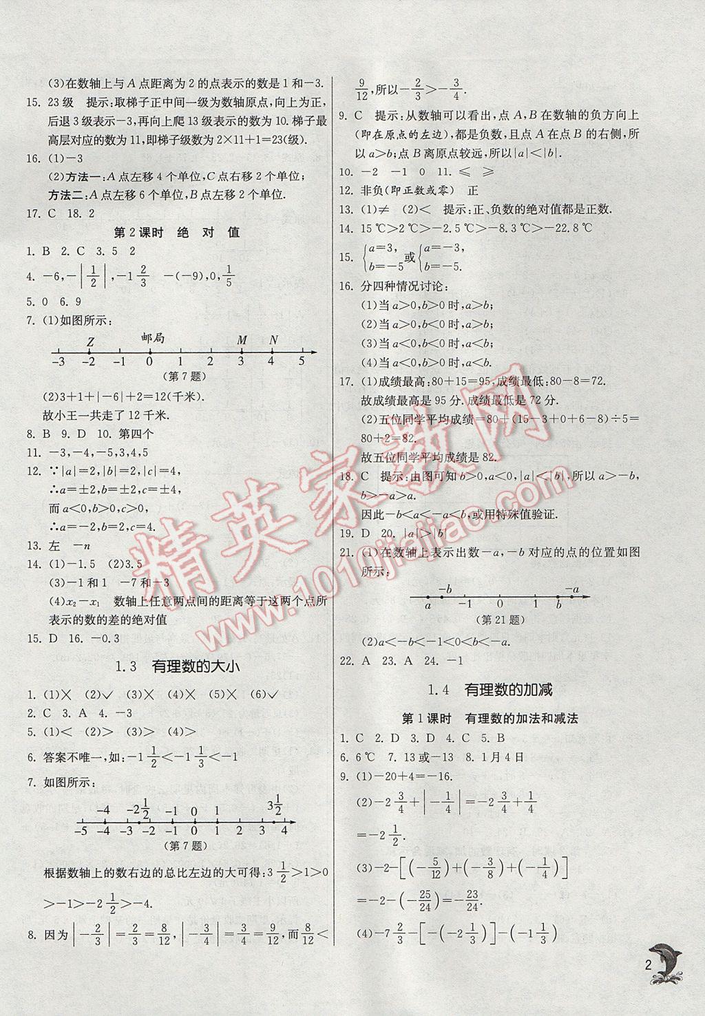 2017年實(shí)驗(yàn)班提優(yōu)訓(xùn)練七年級(jí)數(shù)學(xué)上冊(cè)滬科版 參考答案第2頁(yè)