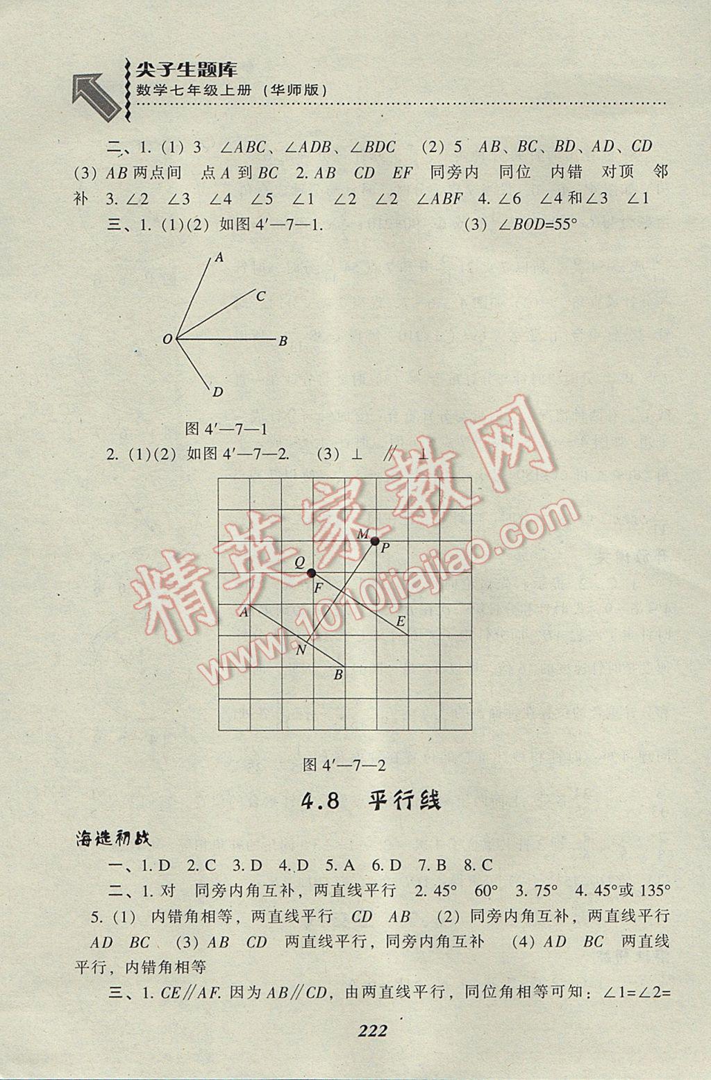 2017年尖子生题库七年级数学上册华师大版 参考答案第24页