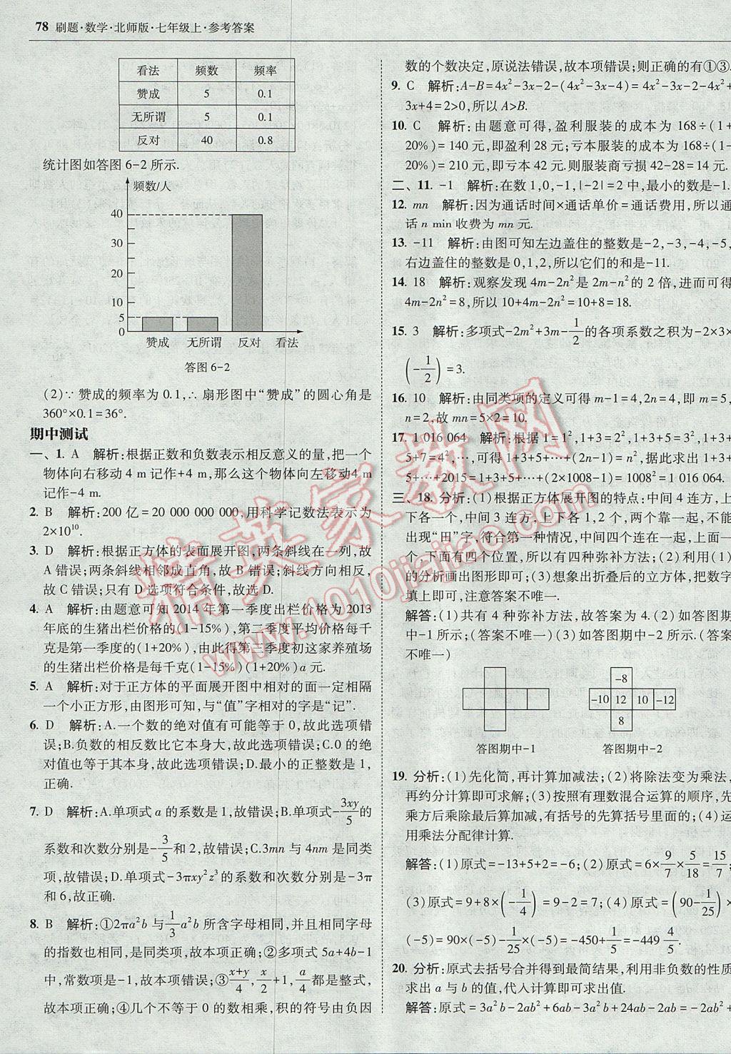 2017年北大綠卡刷題七年級數(shù)學上冊北師大版 參考答案第45頁