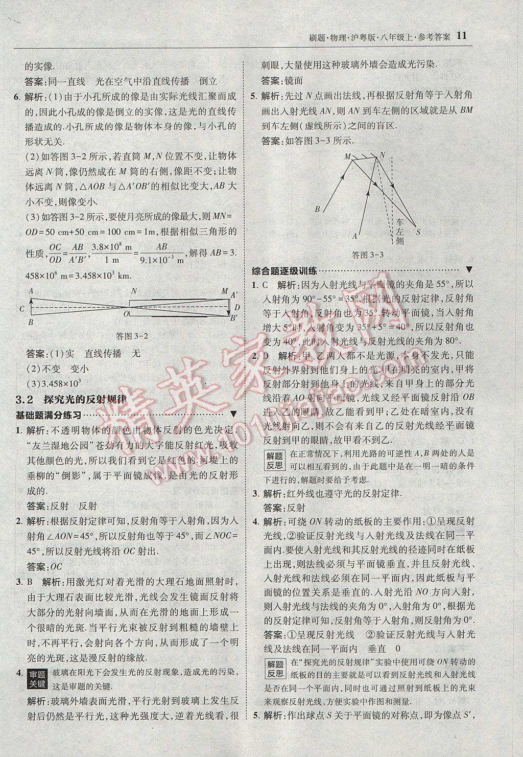 2017年北大綠卡刷題八年級(jí)物理上冊(cè)滬粵版 參考答案第10頁(yè)