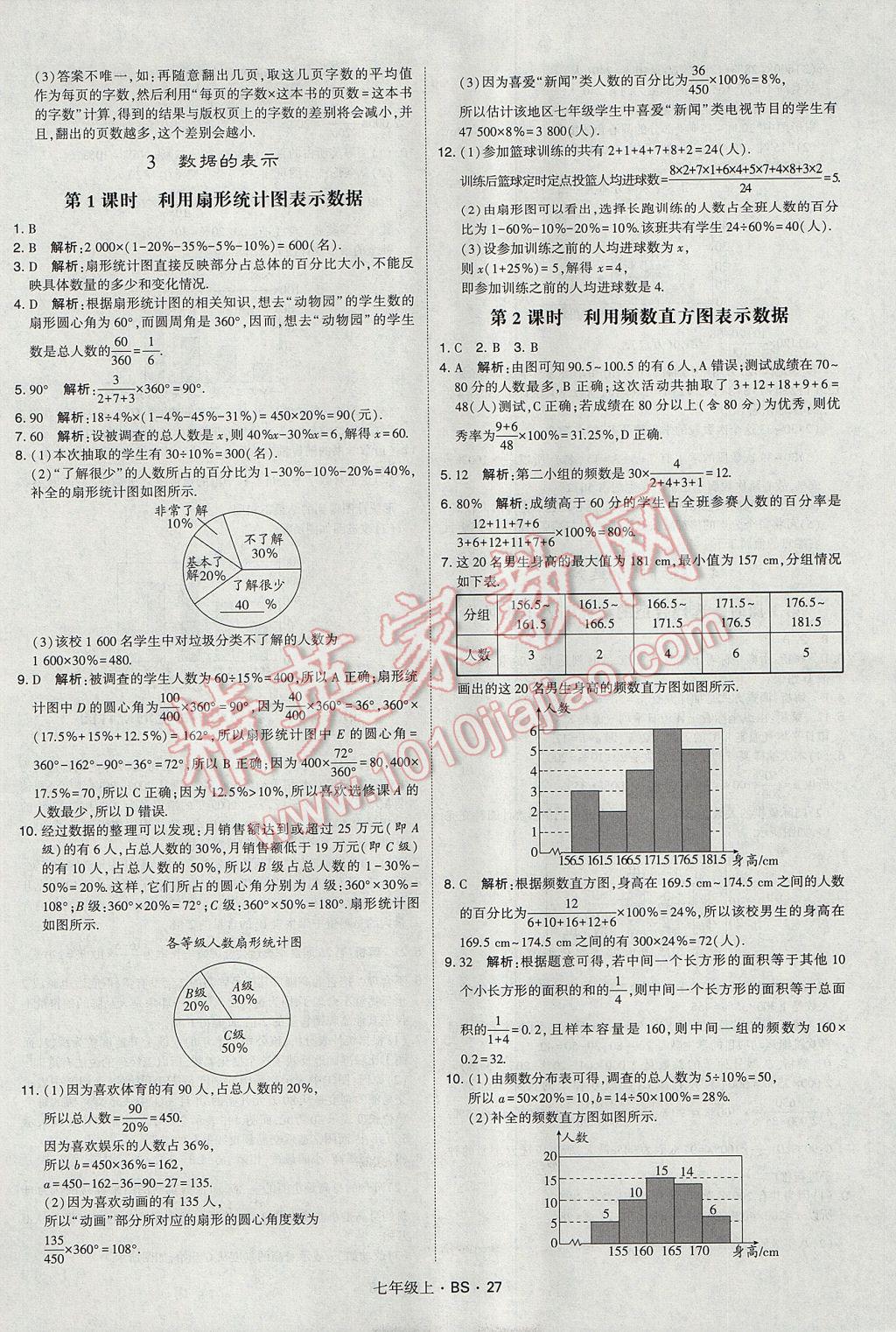 2017年经纶学典学霸七年级数学上册北师大版 参考答案第27页