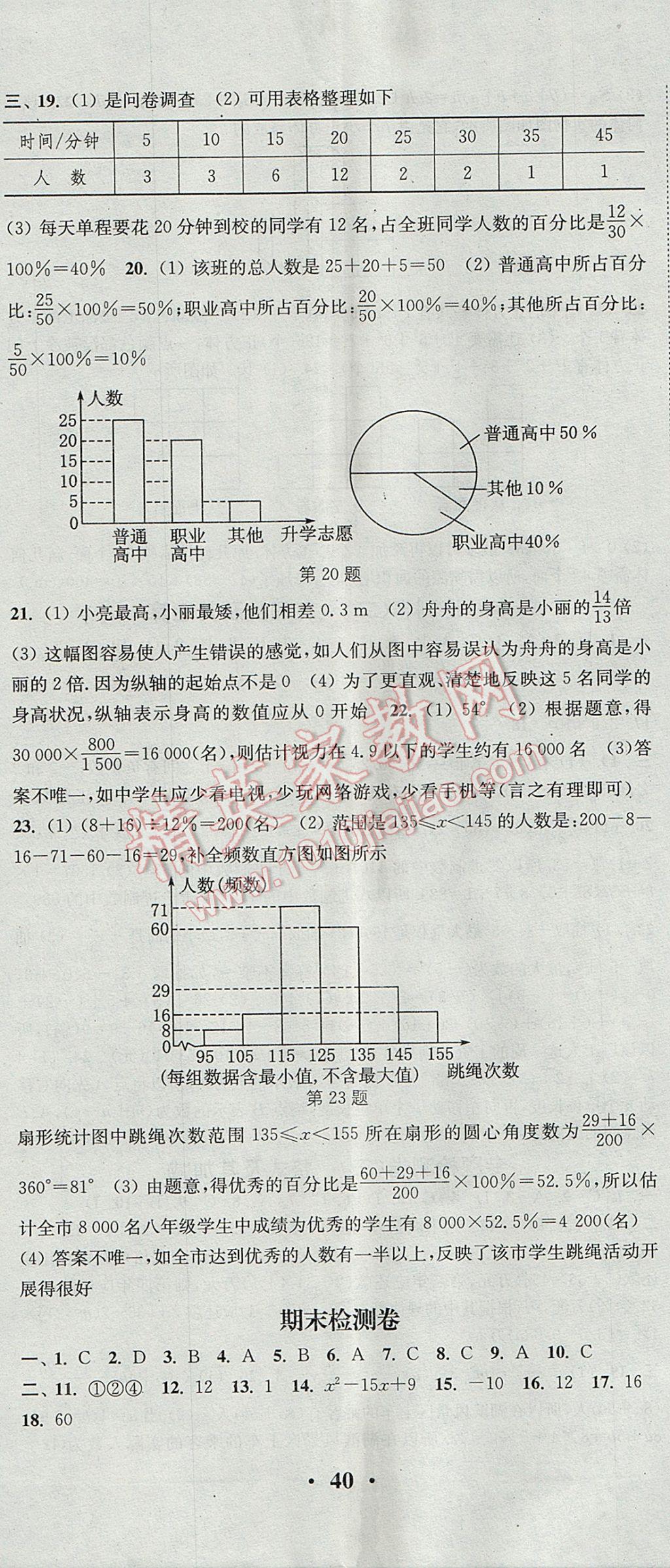 2017年通城学典活页检测七年级数学上册北师大版 参考答案第23页