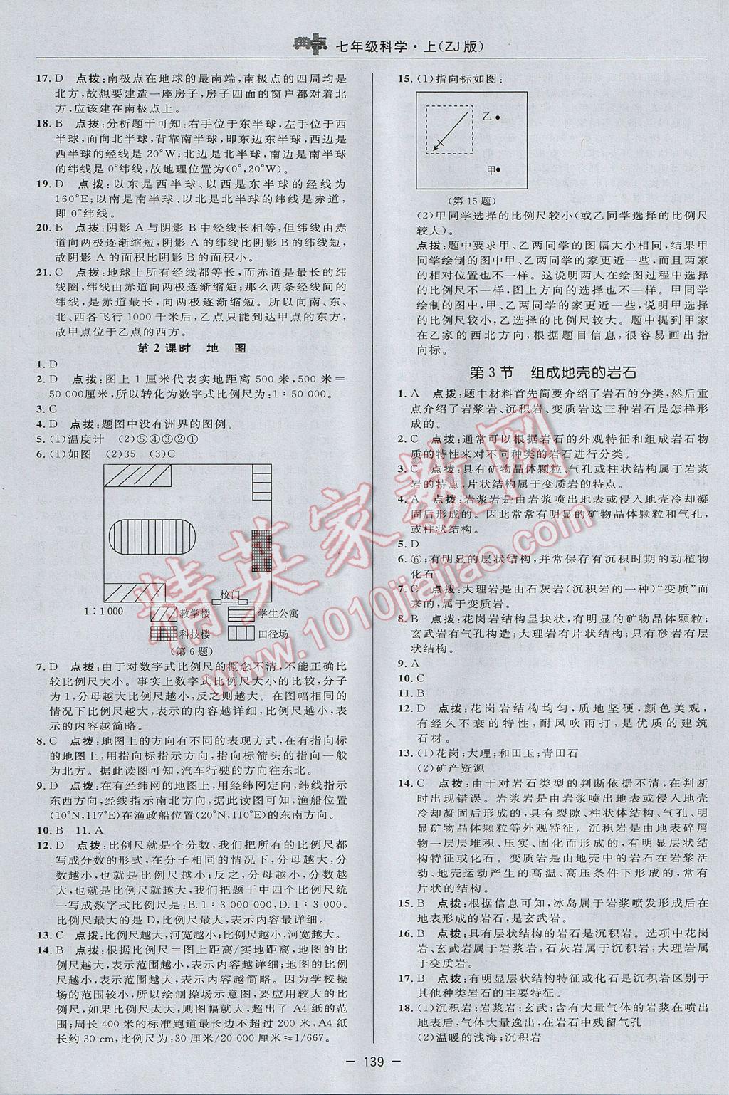 2017年綜合應(yīng)用創(chuàng)新題典中點(diǎn)七年級(jí)科學(xué)上冊(cè)浙教版 參考答案第15頁(yè)