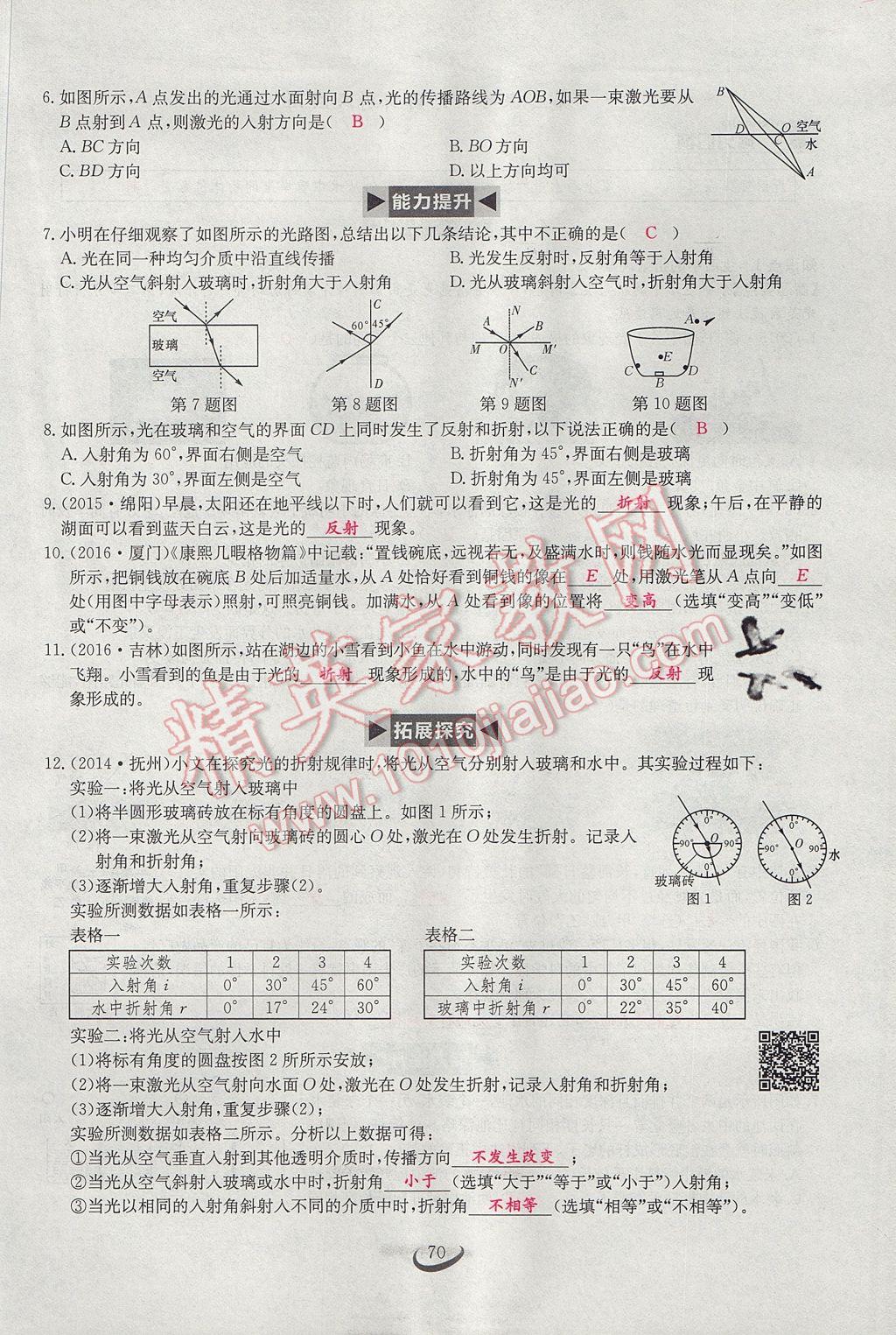 2017年思維新觀察八年級(jí)物理上冊(cè) 第四章 光現(xiàn)象第108頁