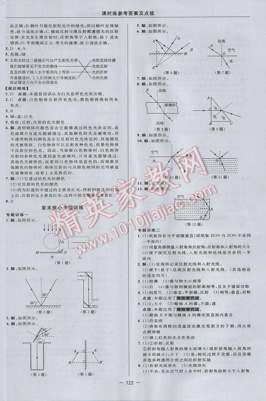 2017年點(diǎn)撥訓(xùn)練八年級(jí)物理上冊(cè)北師大版 參考答案第20頁