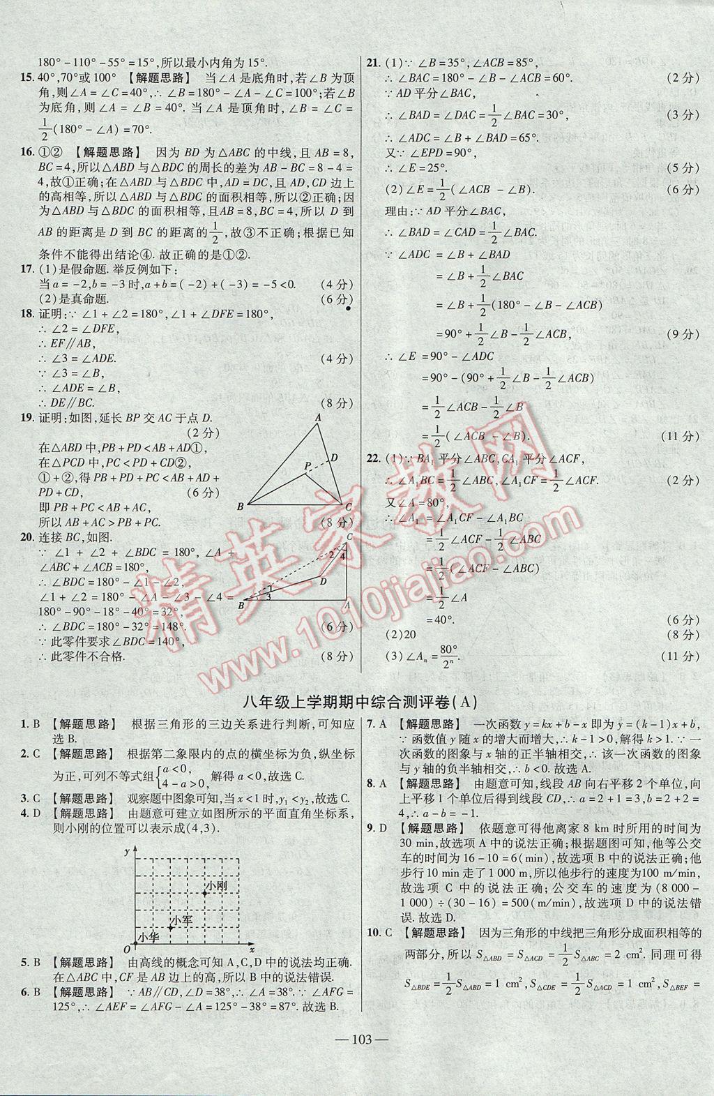 2017年金考卷活頁題選八年級數(shù)學(xué)上冊滬科版 參考答案第7頁