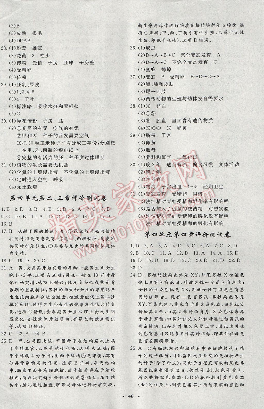 2017年非常1加1完全題練八年級生物全一冊濟(jì)南版 參考答案第14頁