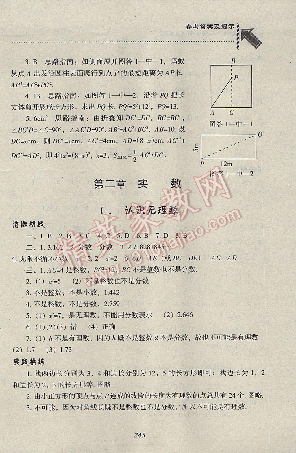 2017年尖子生題庫八年級數(shù)學上冊北師大版 參考答案第7頁