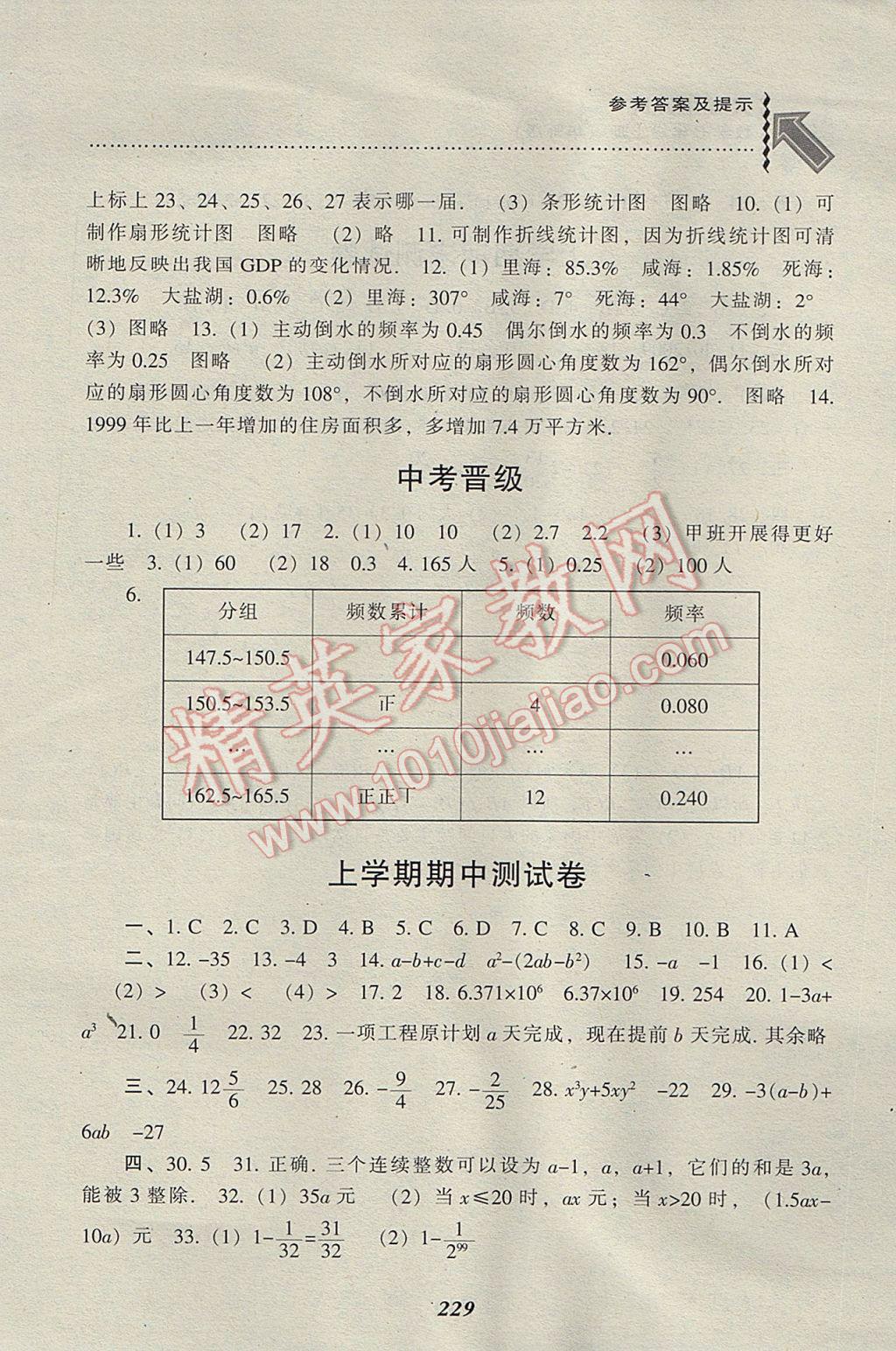 2017年尖子生题库七年级数学上册华师大版 参考答案第31页