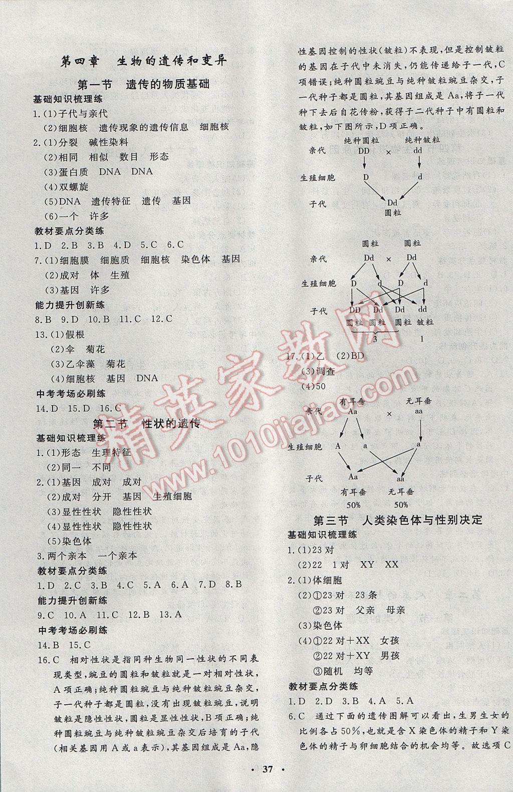 2017年非常1加1完全題練八年級生物全一冊濟(jì)南版 參考答案第5頁