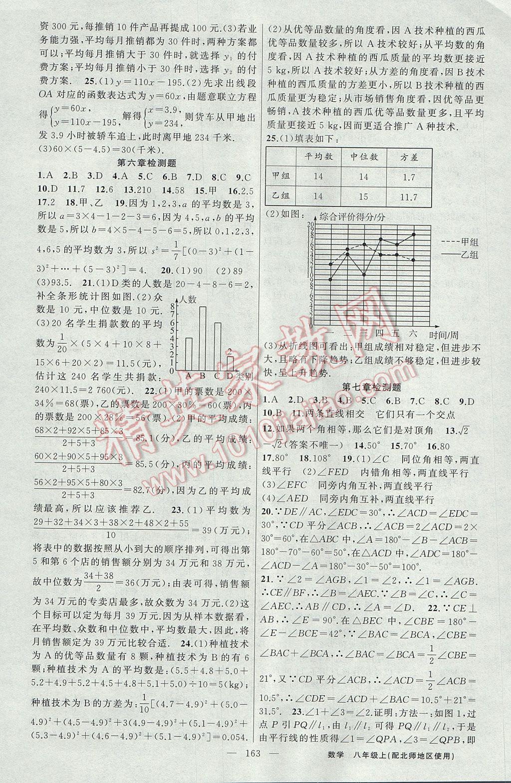 2017年黃岡100分闖關(guān)八年級(jí)數(shù)學(xué)上冊北師大版 參考答案第19頁