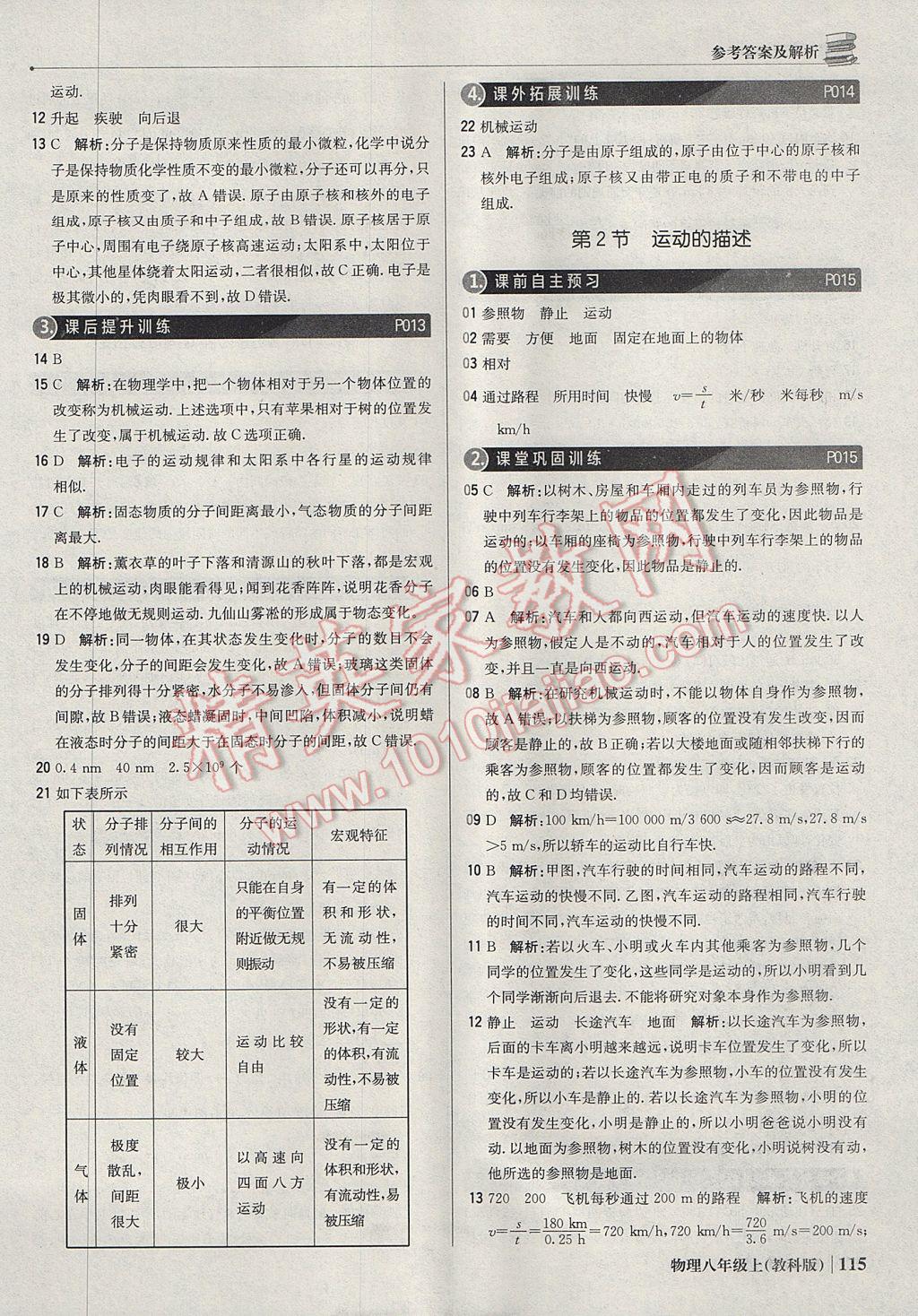 2017年1加1轻巧夺冠优化训练八年级物理上册教科版银版 参考答案第4页