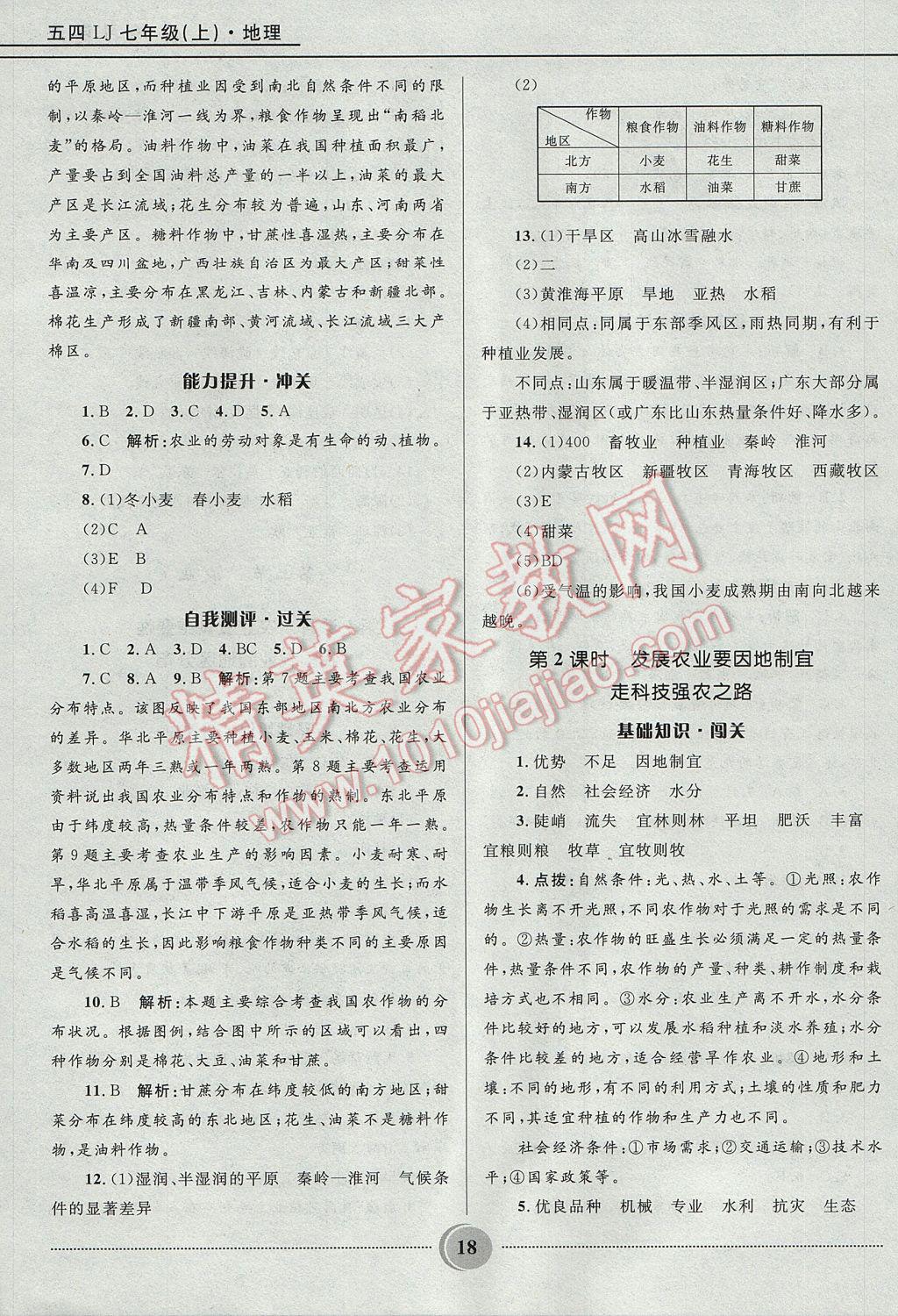 2017年奪冠百分百初中精講精練七年級地理上冊魯教版五四制 參考答案第18頁