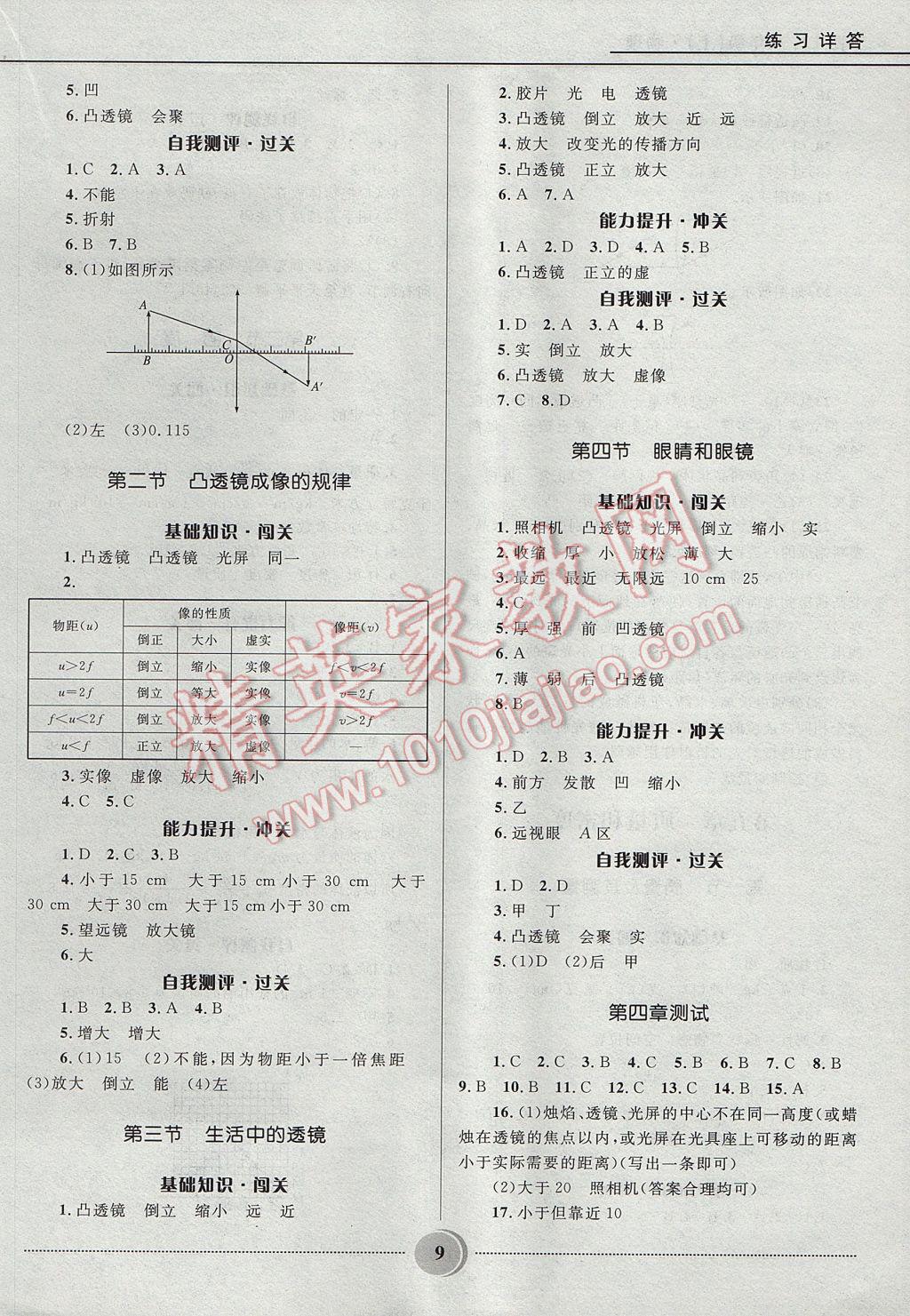 2017年夺冠百分百初中精讲精练八年级物理上册鲁科版五四制 参考答案第9页