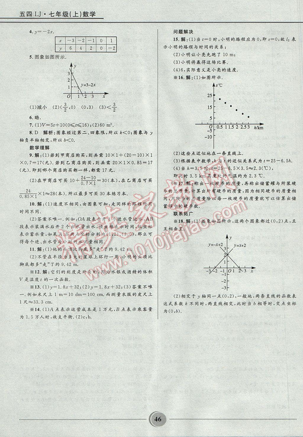 2017年奪冠百分百初中精講精練七年級數(shù)學(xué)上冊魯教版五四制 參考答案第46頁