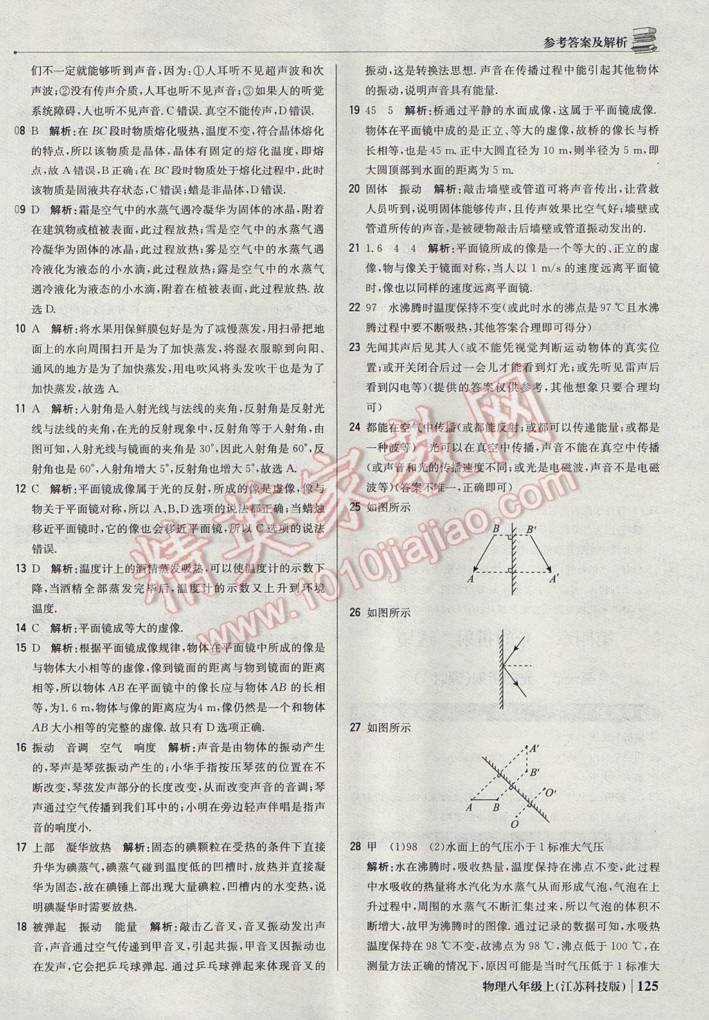 2017年1加1轻巧夺冠优化训练八年级物理上册苏科版银版 参考答案第22页