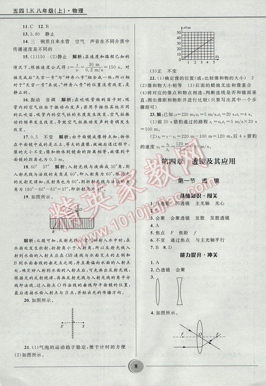 2017年奪冠百分百初中精講精練八年級物理上冊魯科版五四制 參考答案第8頁