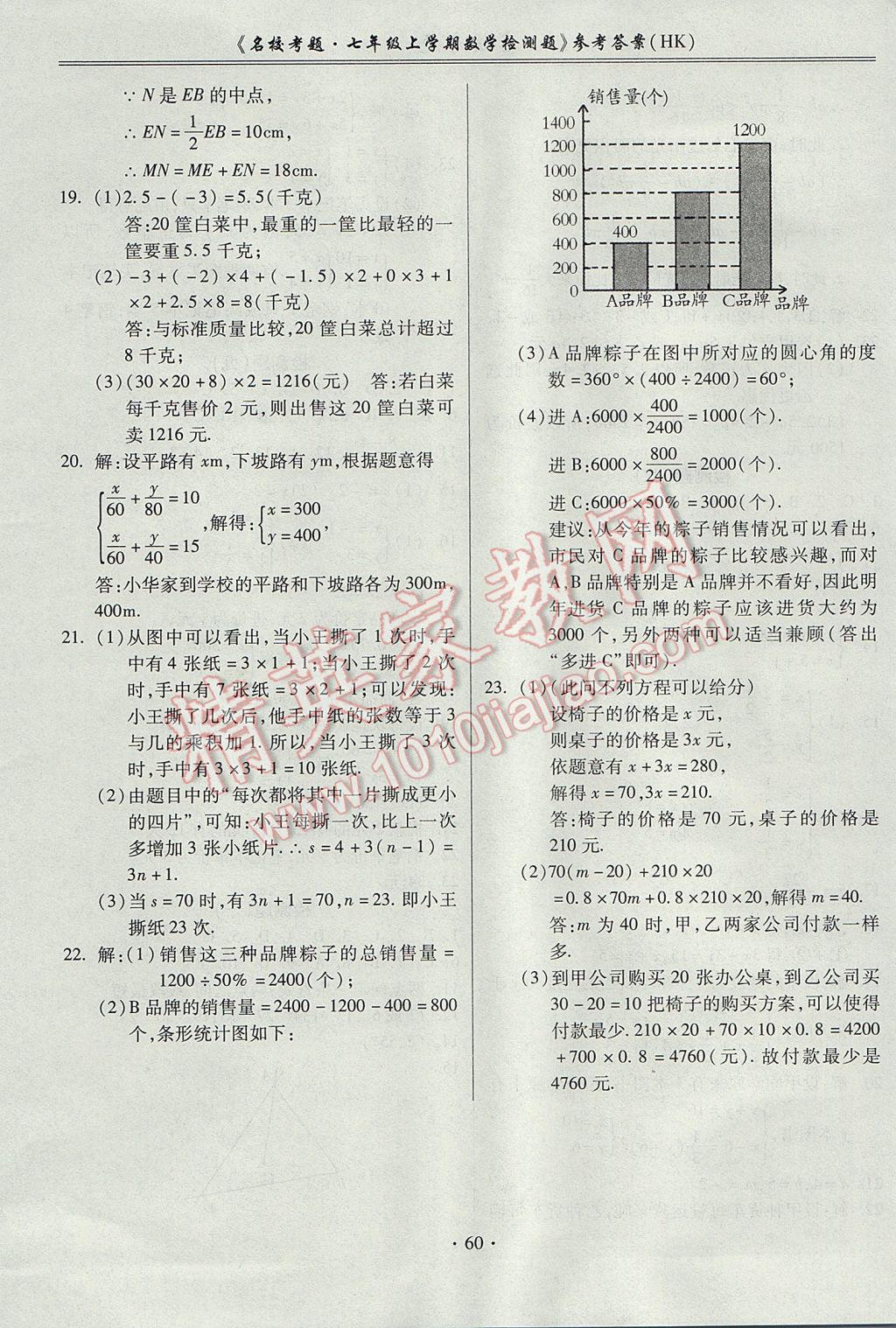 2017年名?？碱}七年級數(shù)學上冊滬科版 參考答案第8頁