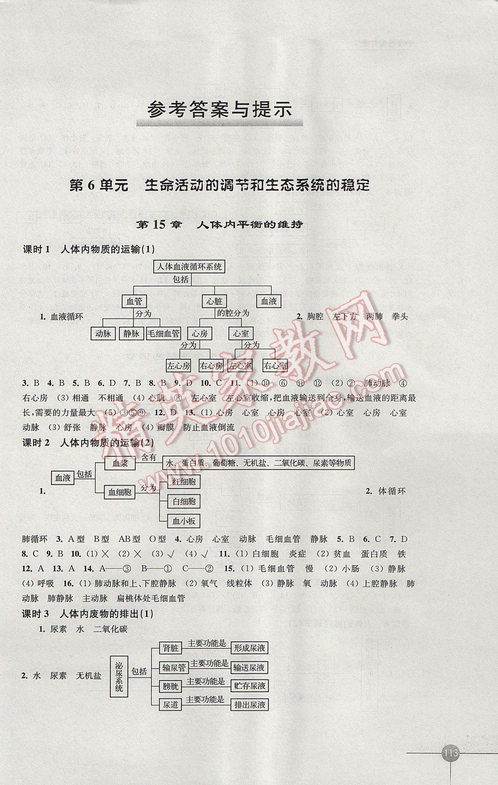 2017年课课练初中生物学八年级上册苏科版 参考答案第1页