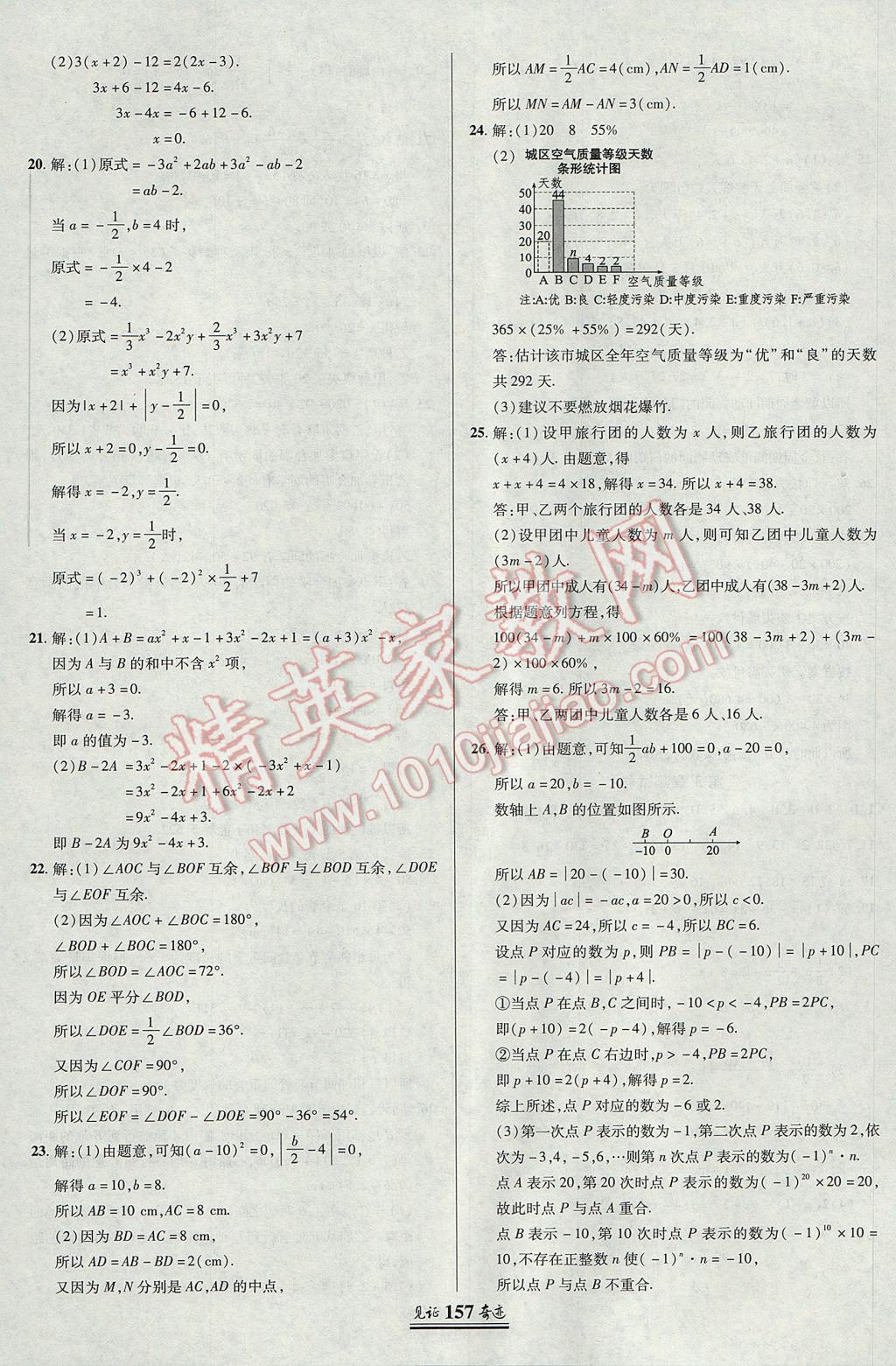 2017年见证奇迹英才学业设计与反馈七年级数学上册湘教版 参考答案第28页