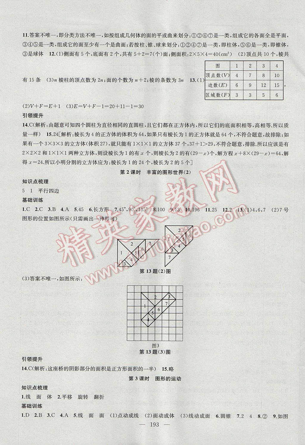 2017年金钥匙1加1课时作业加目标检测七年级数学上册江苏版 参考答案第17页