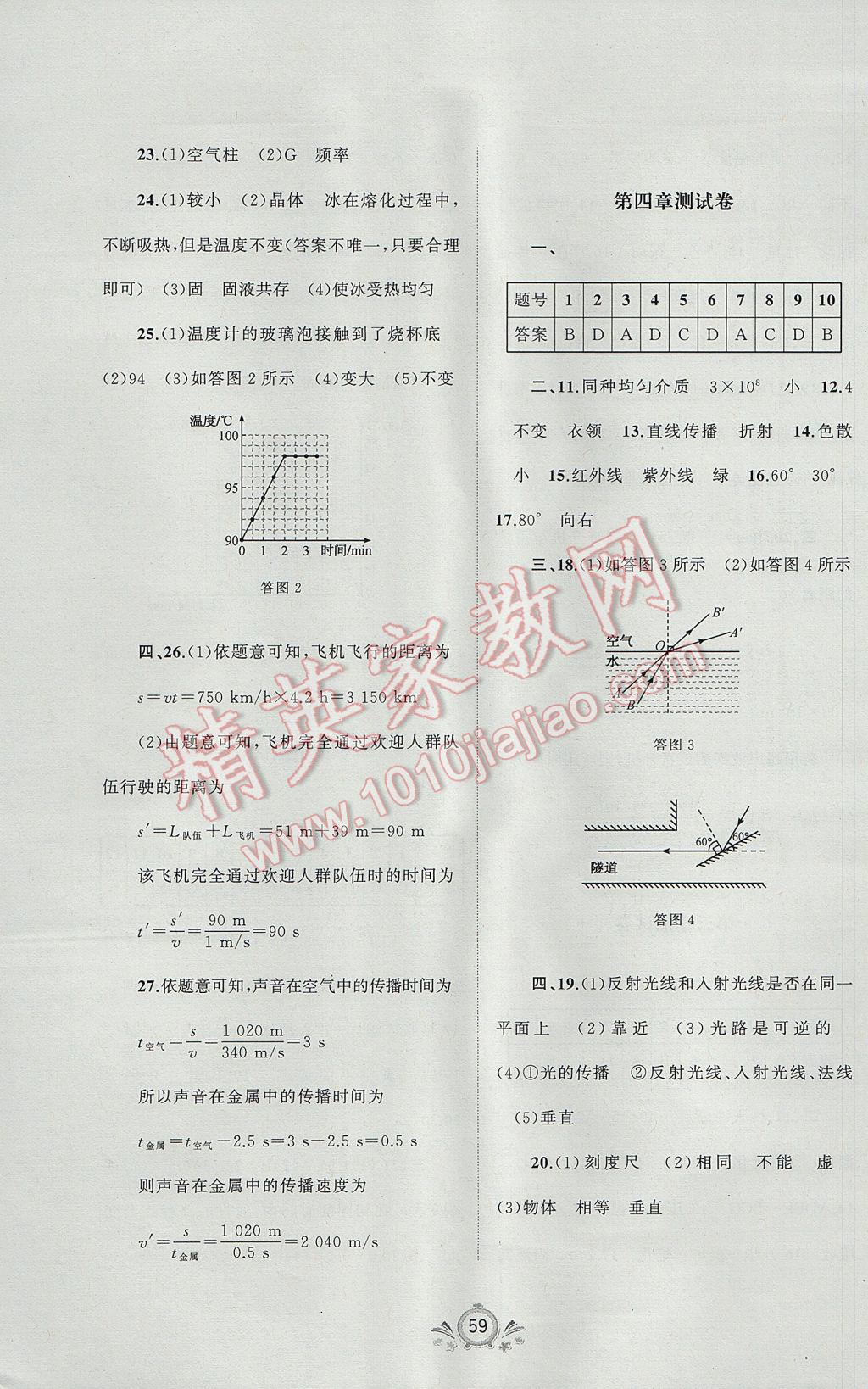 2017年新课程学习与测评单元双测八年级物理上册A版 参考答案第3页