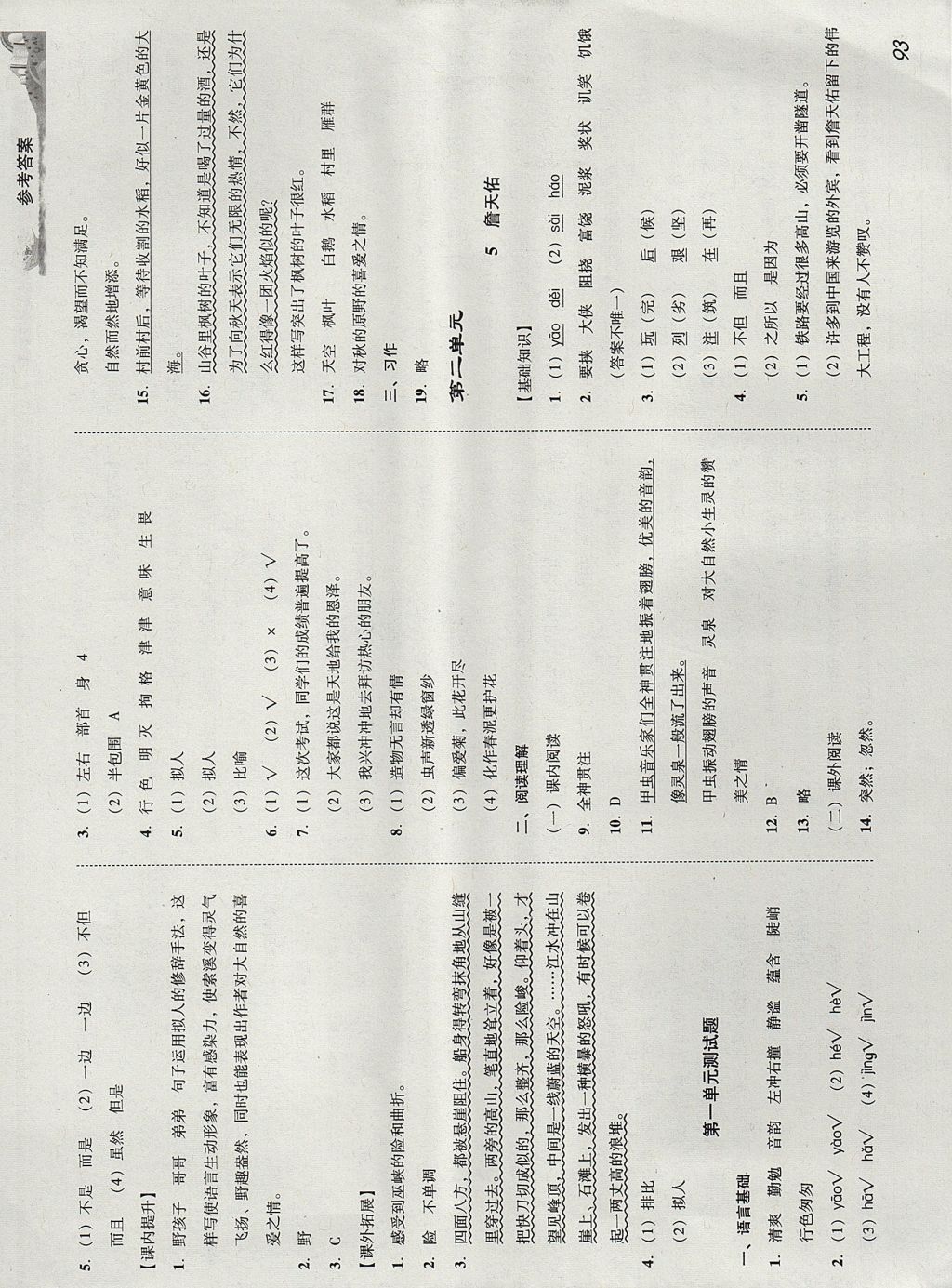 2017年培生新課堂小學(xué)語(yǔ)文同步訓(xùn)練與單元測(cè)評(píng)六年級(jí)上冊(cè) 參考答案第2頁(yè)