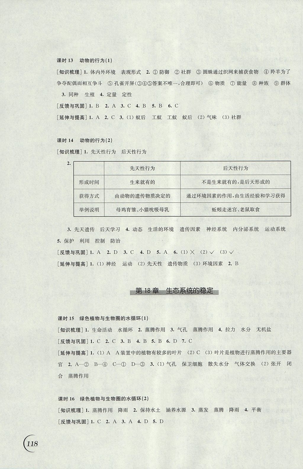 2017年同步練習(xí)八年級(jí)生物學(xué)上冊(cè)蘇科版江蘇鳳凰科學(xué)技術(shù)出版社 參考答案第4頁