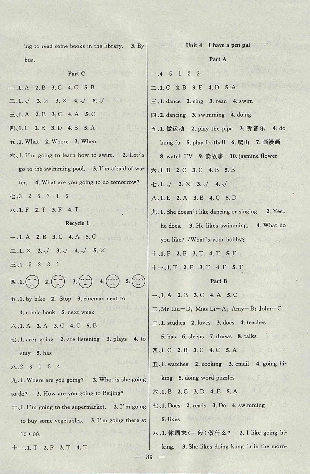 2017年百分學(xué)生作業(yè)本題練王六年級(jí)英語上冊(cè)人教PEP版 參考答案第3頁