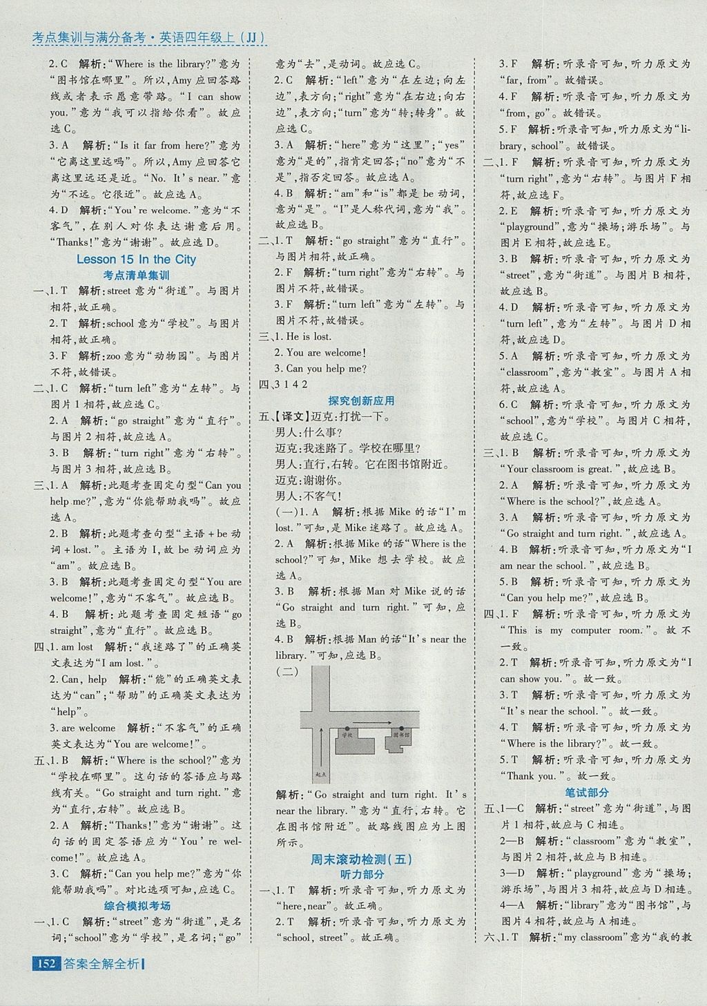 2017年考點集訓與滿分備考四年級英語上冊冀教版 參考答案第16頁