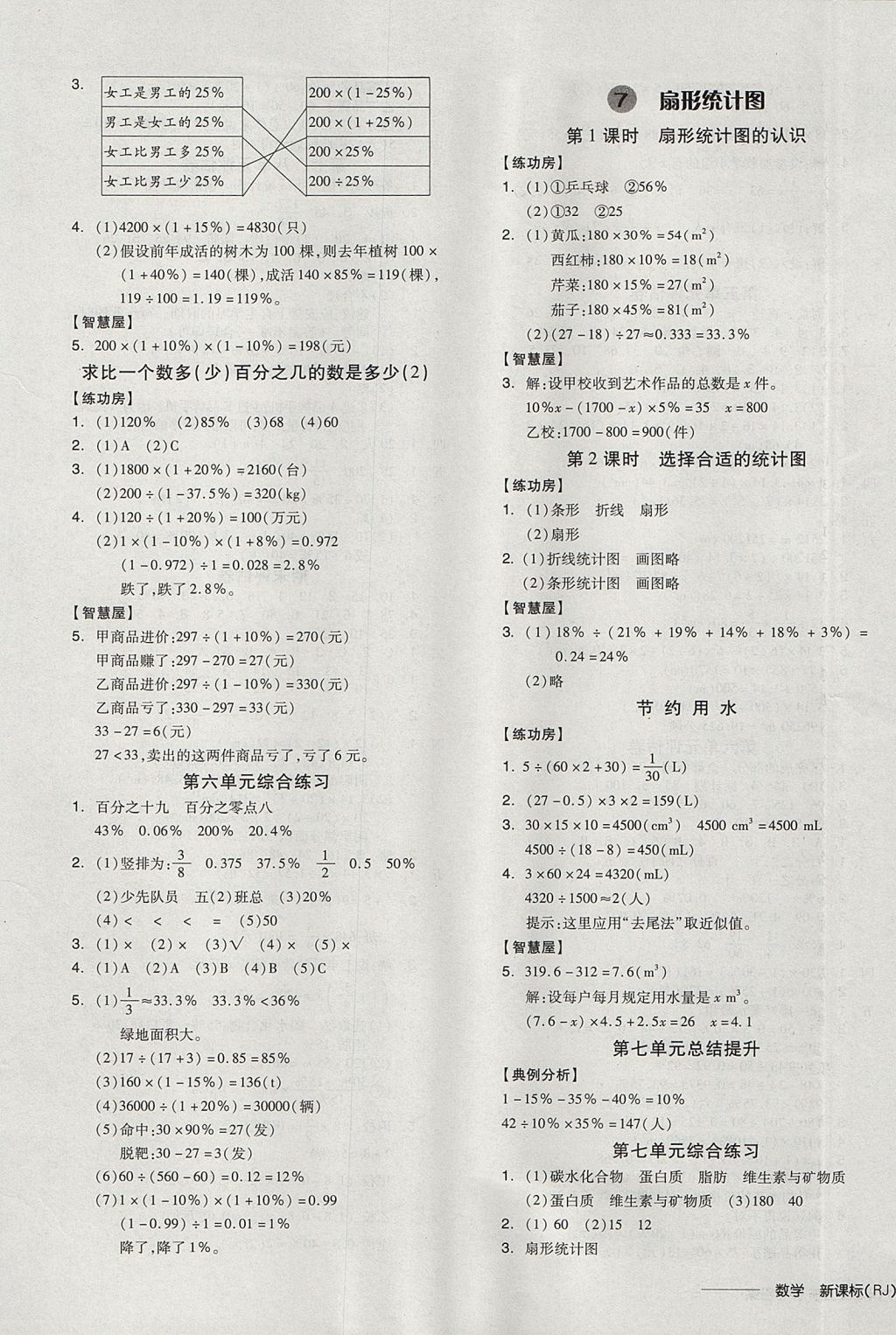 2017年全品學練考六年級數(shù)學上冊人教版 參考答案第9頁