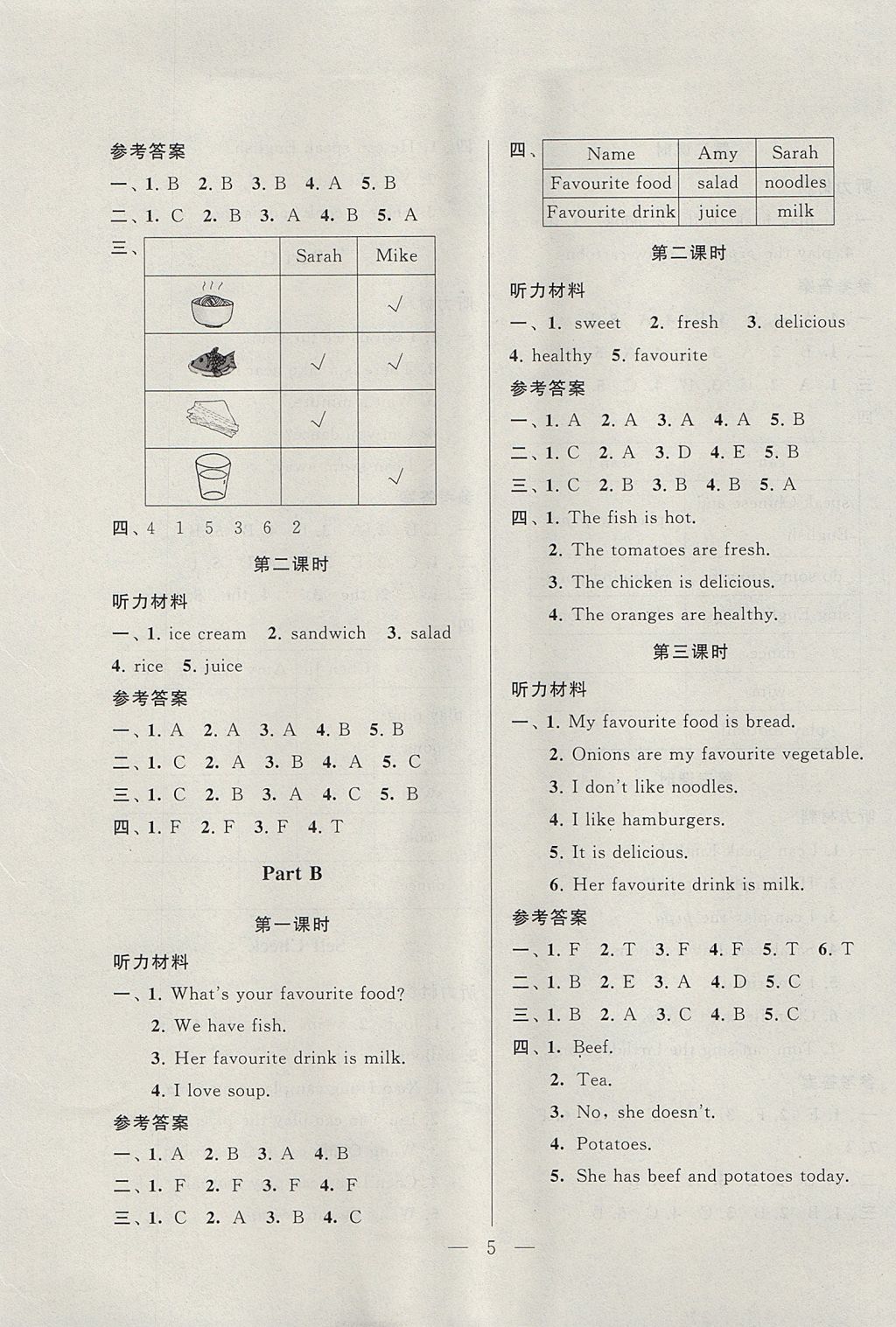 2017年啟東黃岡作業(yè)本五年級英語上冊人教PEP版 參考答案第5頁