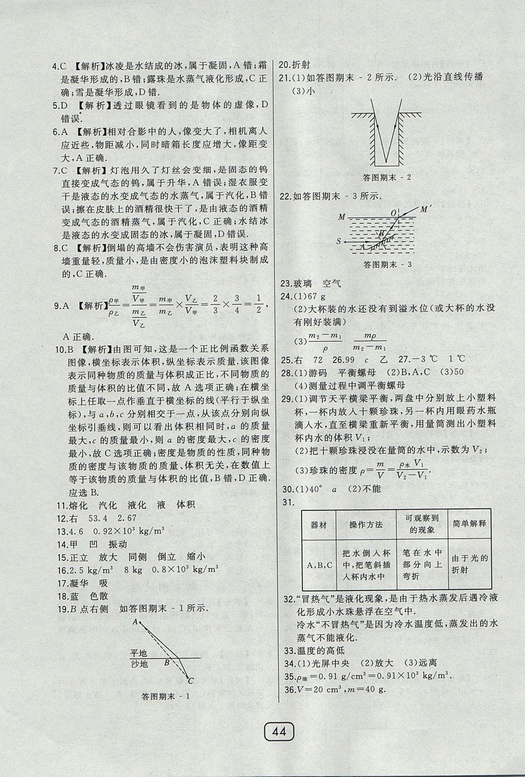 2017年北大綠卡八年級(jí)物理上冊(cè)滬粵版 參考答案第21頁