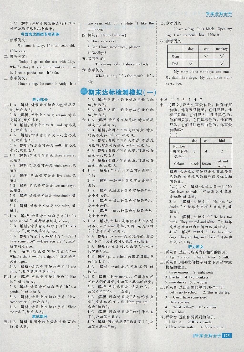 2017年考點集訓與滿分備考三年級英語上冊 參考答案第31頁